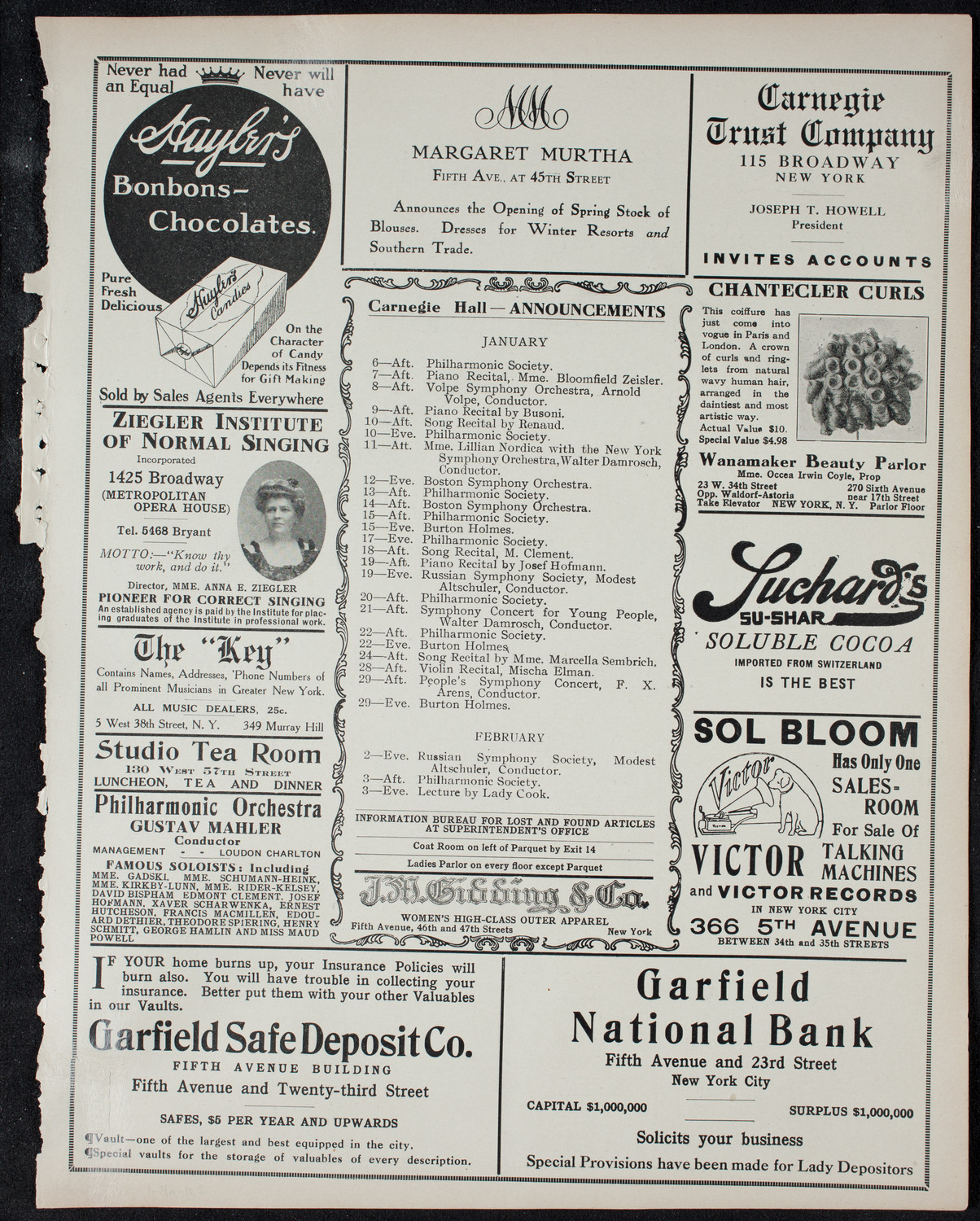 Lillian Nordica, Soprano, with the New York Symphony Orchestra, January 4, 1911, program page 3