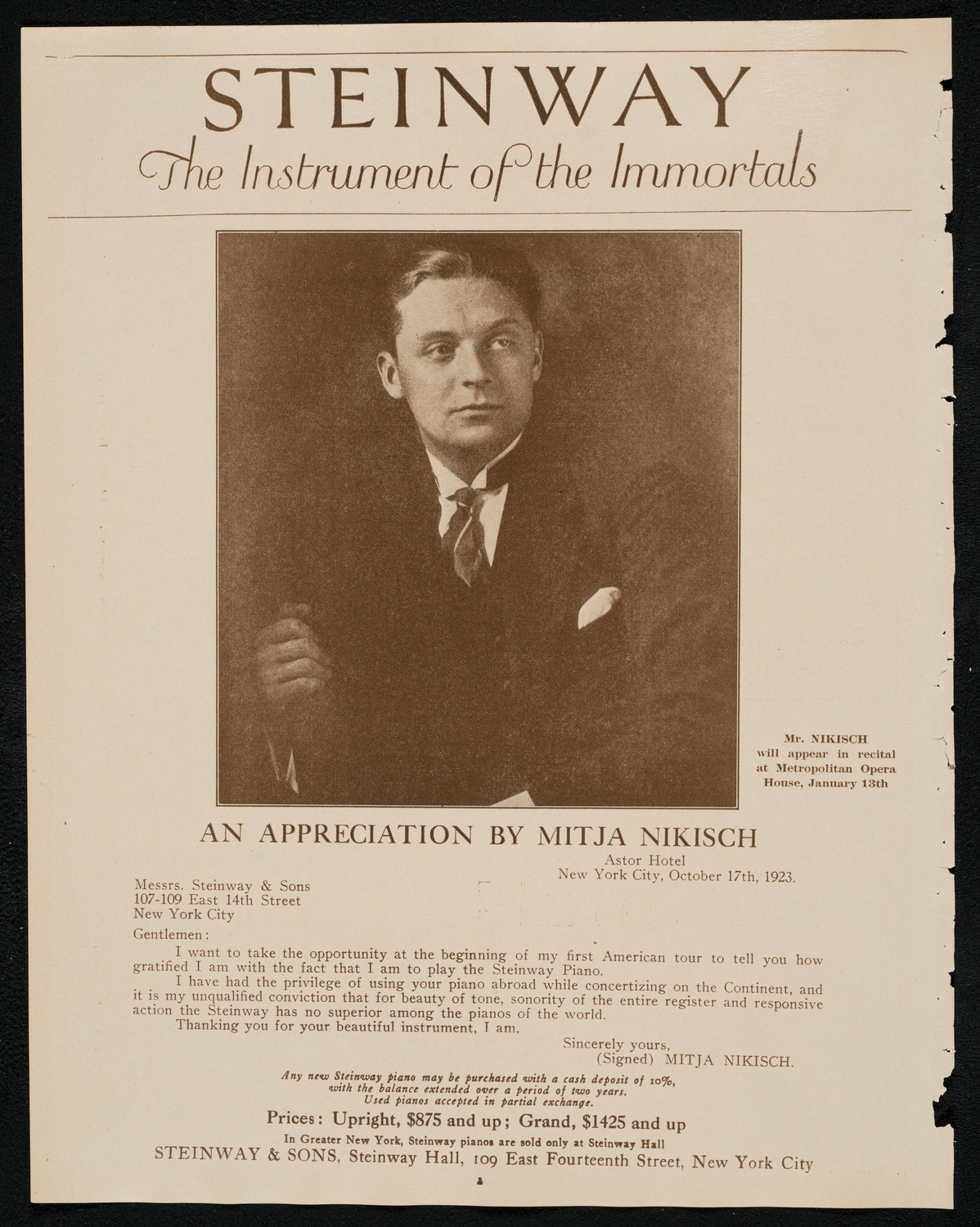 New York Symphony Orchestra: Beethoven Cycle, January 10, 1924, program page 4