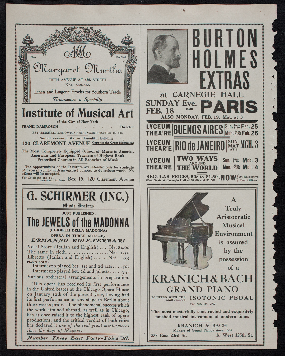 New York Philharmonic, February 16, 1912, program page 6