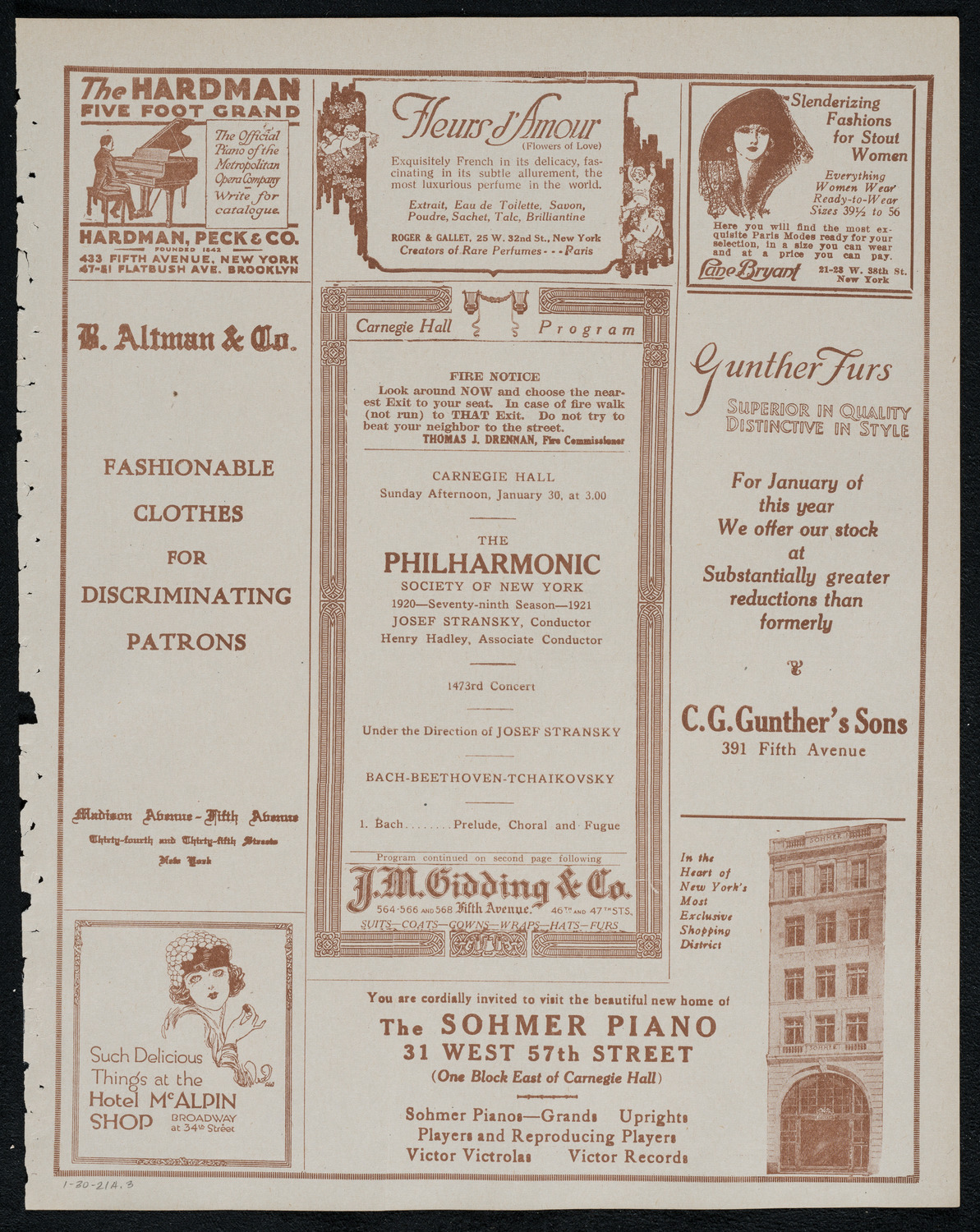 New York Philharmonic, January 30, 1921, program page 5