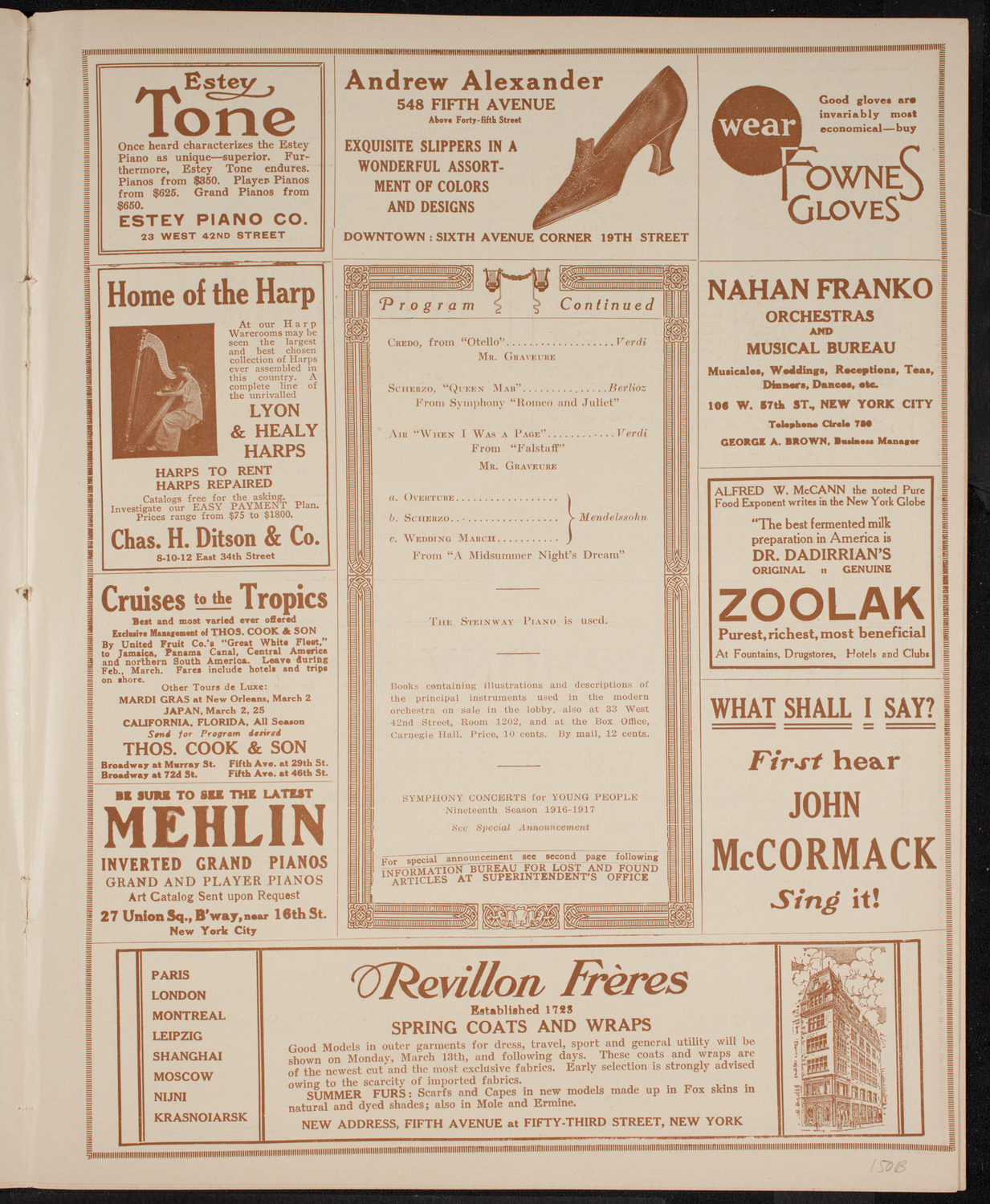 Symphony Concert for Young People, March 11, 1916, program page 7
