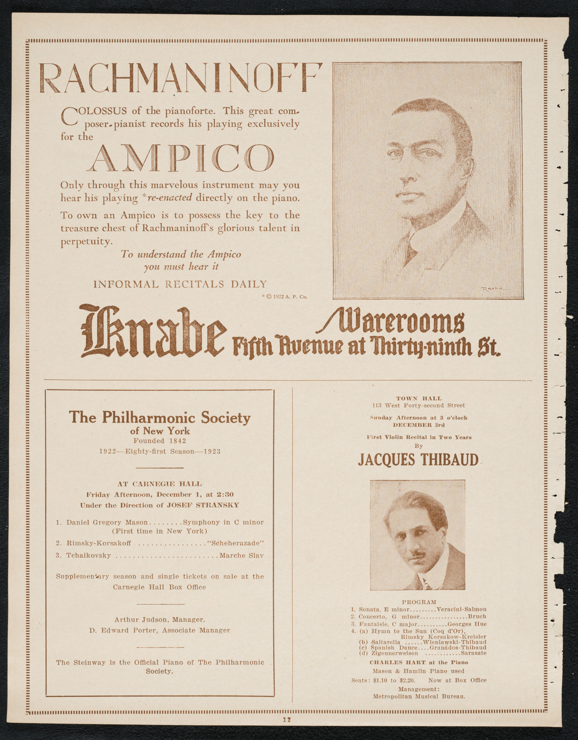 Frieda Hempel, Soprano, November 28, 1922, program page 12