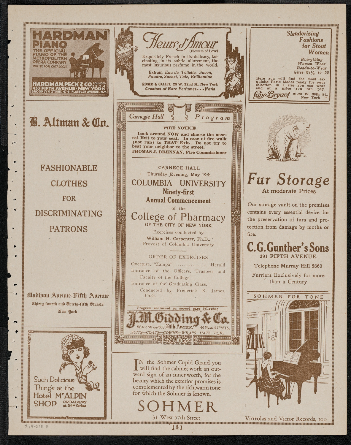 Graduation: College of Pharmacy of the City of New York, May 19, 1921, program page 5