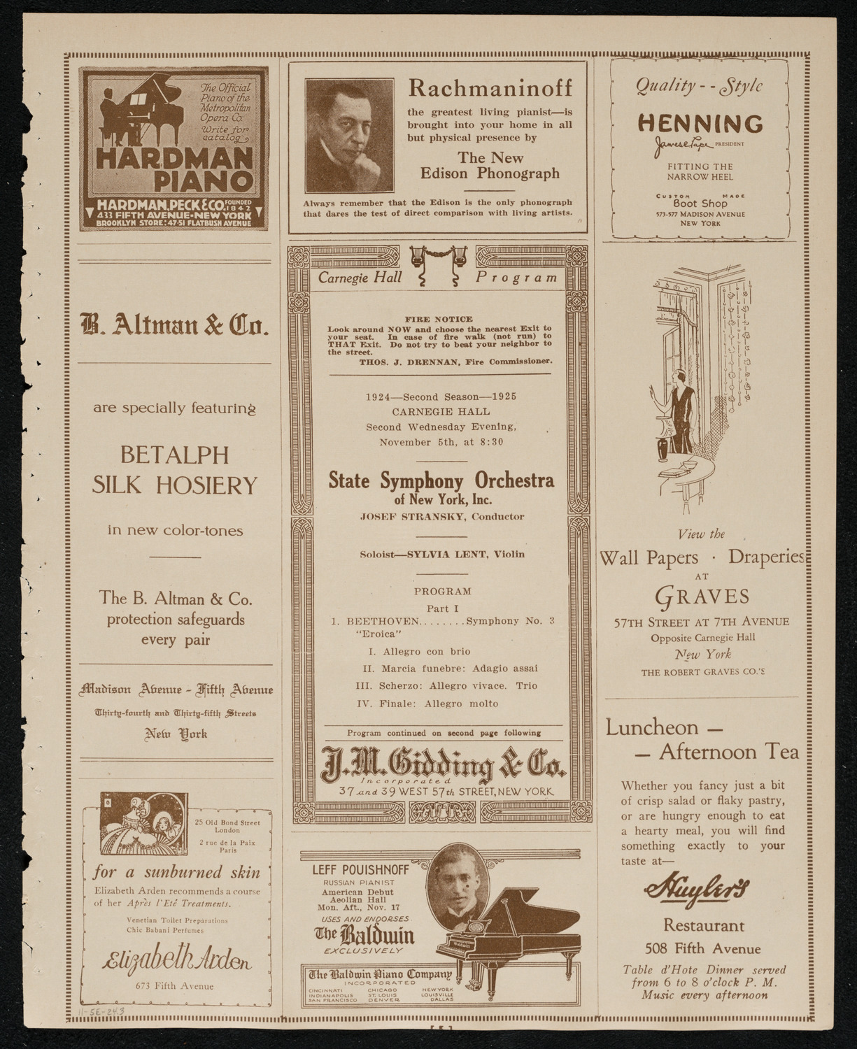 State Symphony Orchestra of New York, November 5, 1924, program page 5