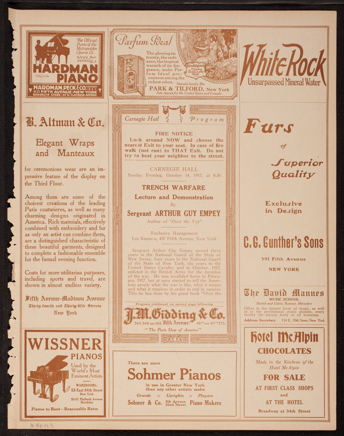 Lecture by Sergeant Arthur Guy Empey, October 14, 1917, program page 5