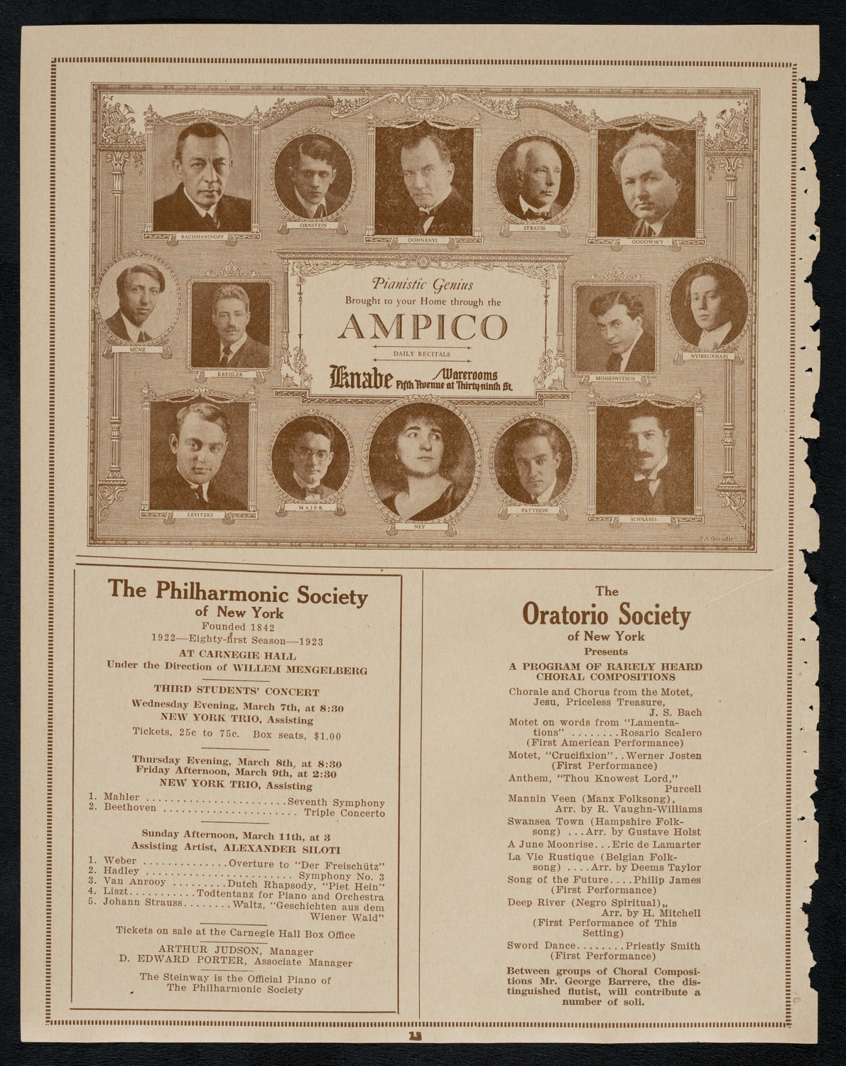 Jewish Ministers Cantors Association of America, March 4, 1923, program page 12