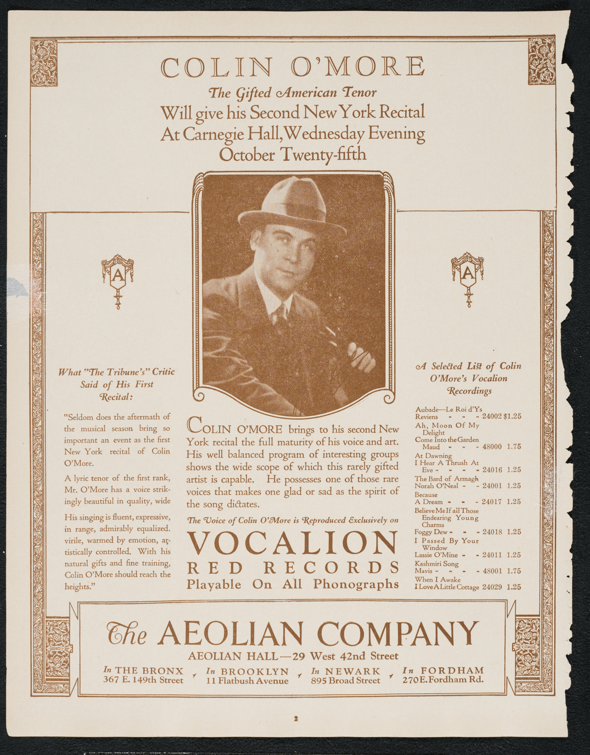 Philadelphia Orchestra, October 17, 1922, program page 2