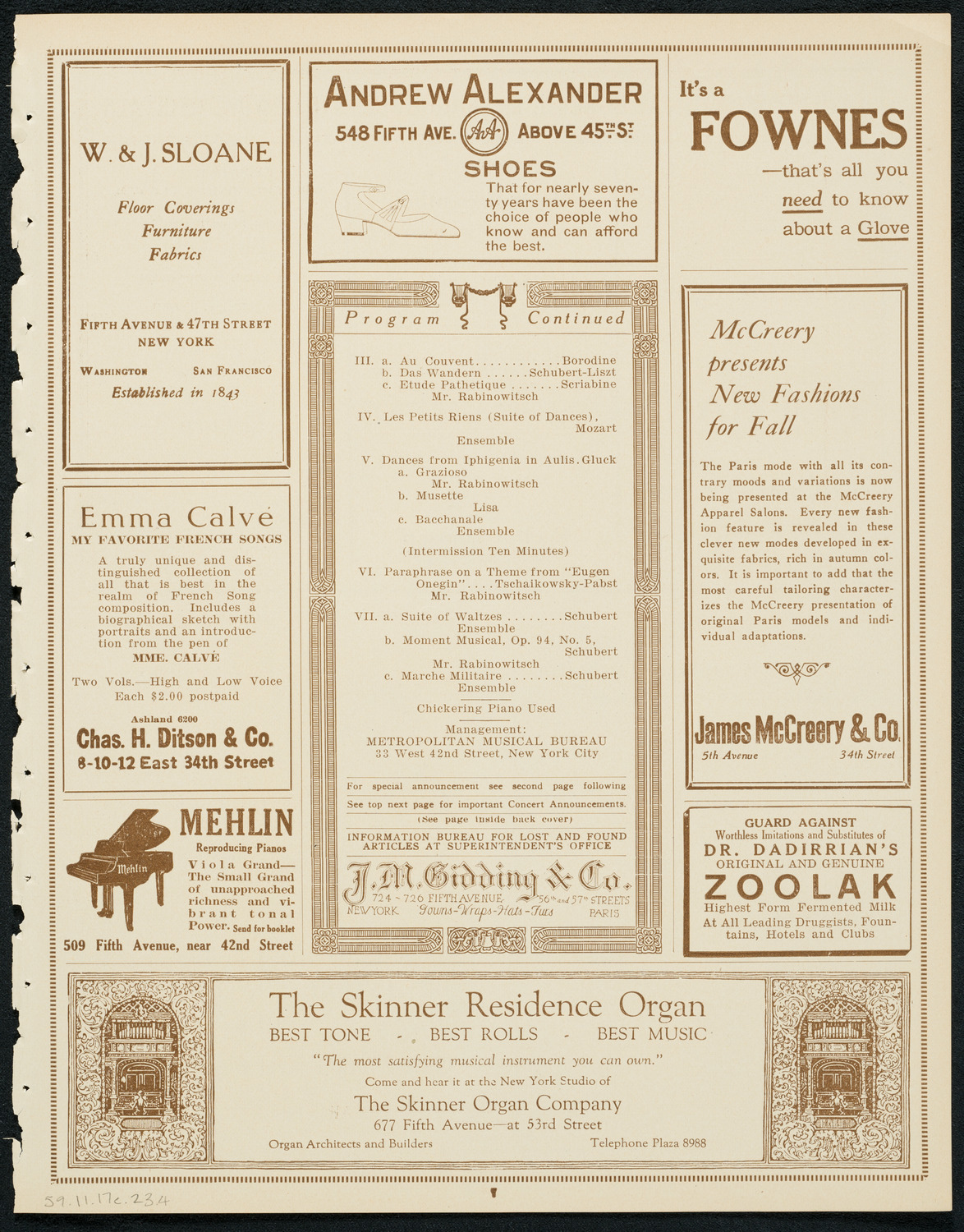 Duncan Dancers, November 17, 1923, program page 7