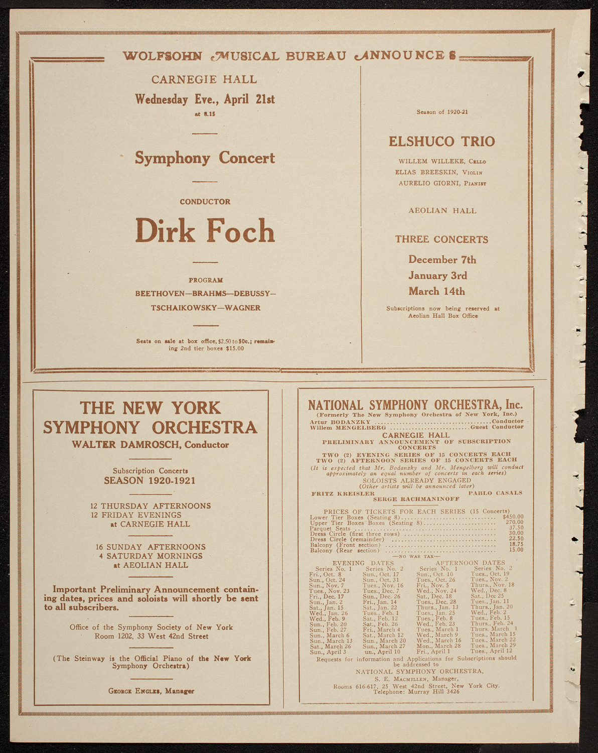 John Corigliano, Violin, April 20, 1920, program page 8