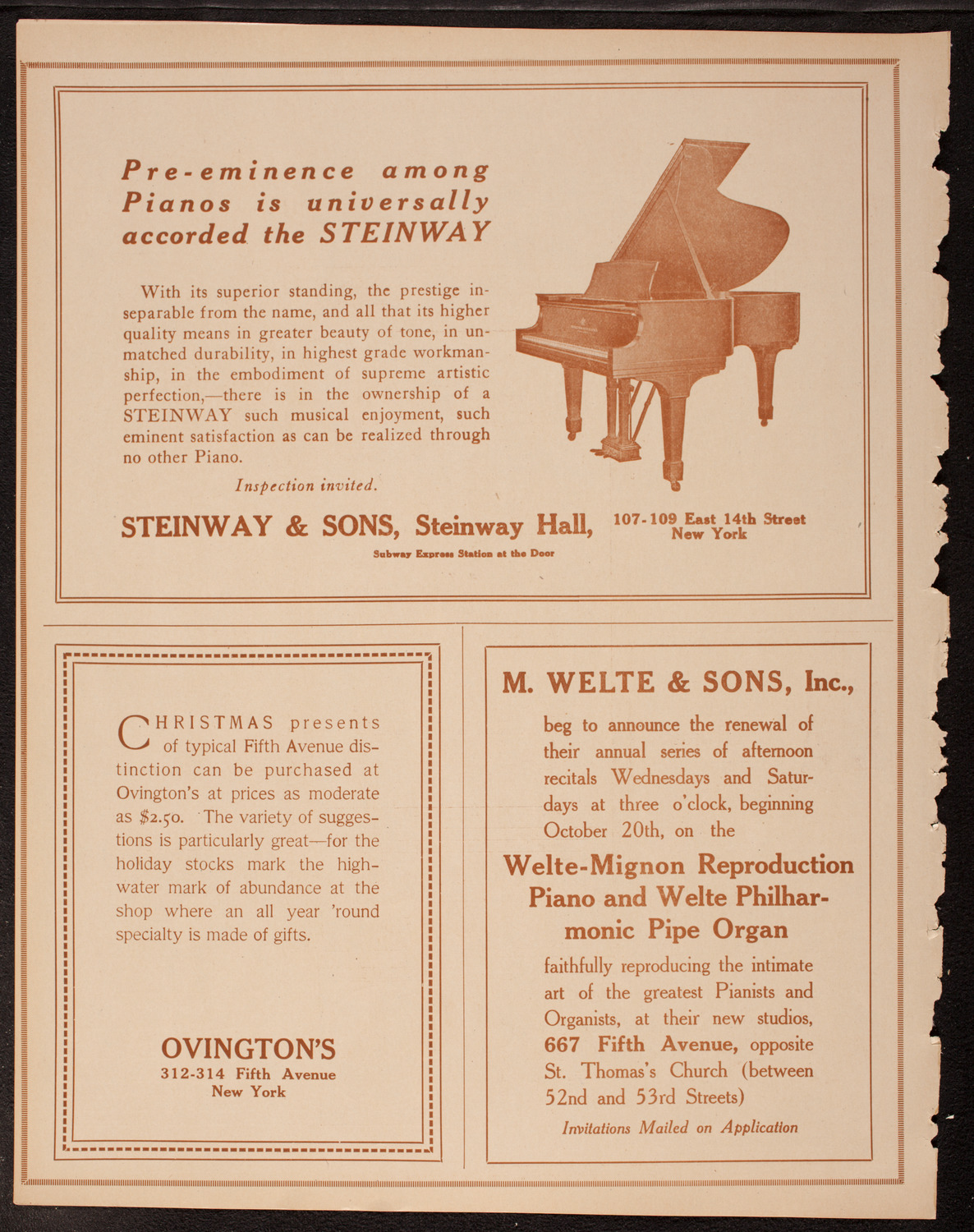 Jascha Heifetz, Violin, December 1, 1917, program page 4