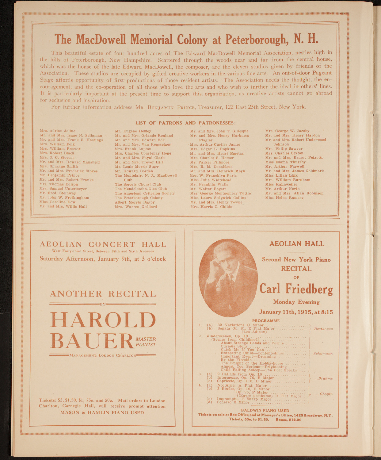 Philadelphia Orchestra, January 4, 1915, program page 10