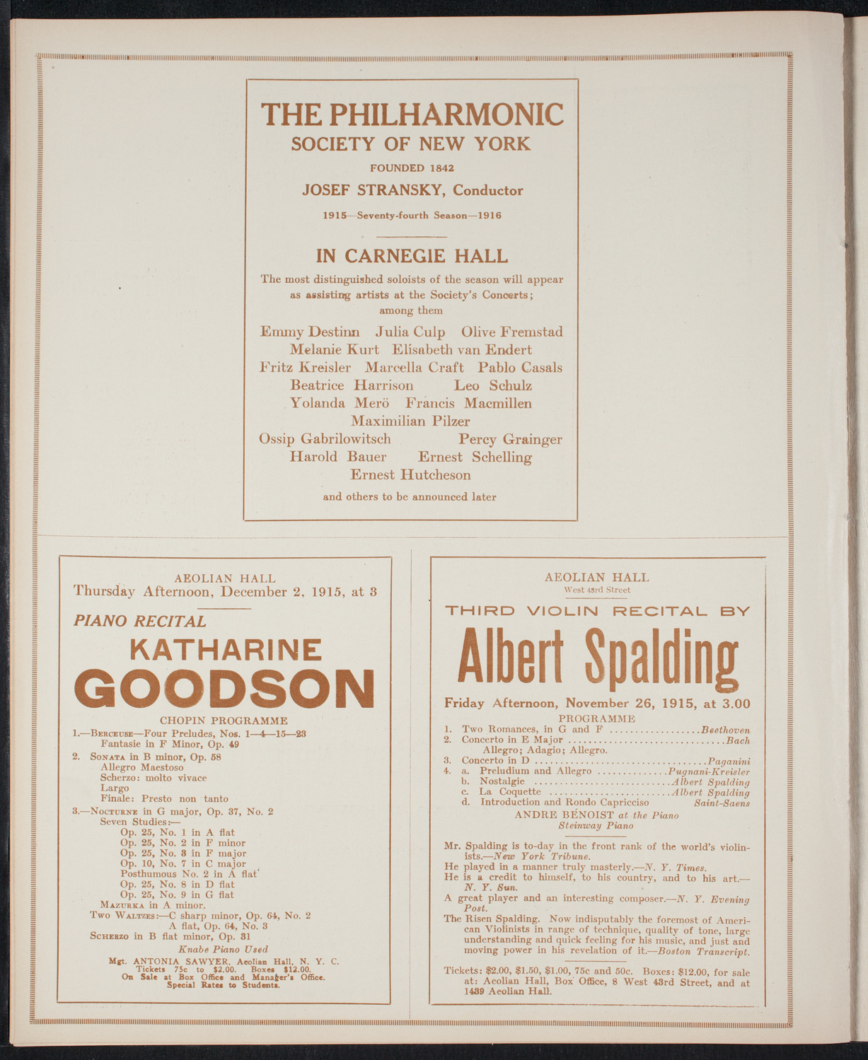 Roy Chandler's South American Series: Spring Byington-Chandler "A Trip to the Argentine", November 24, 1915, program page 10