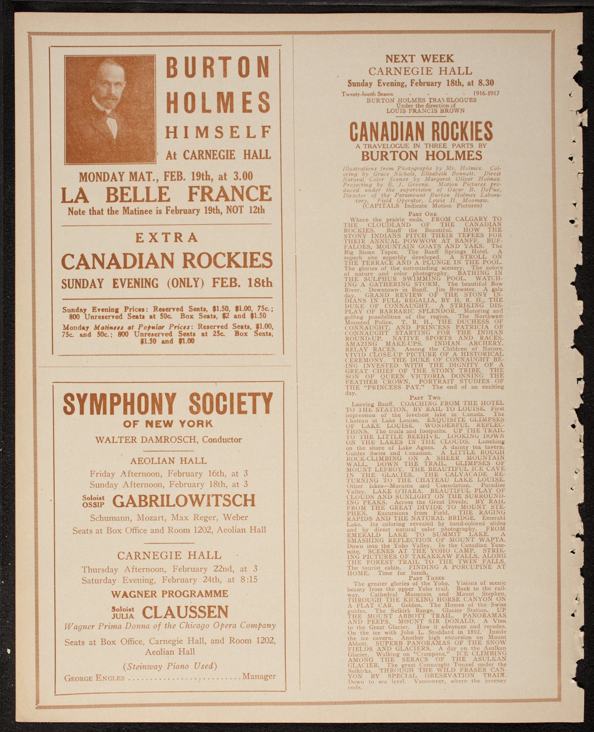 Burton Holmes Travelogue: La Belle France, February 11, 1917, program page 8