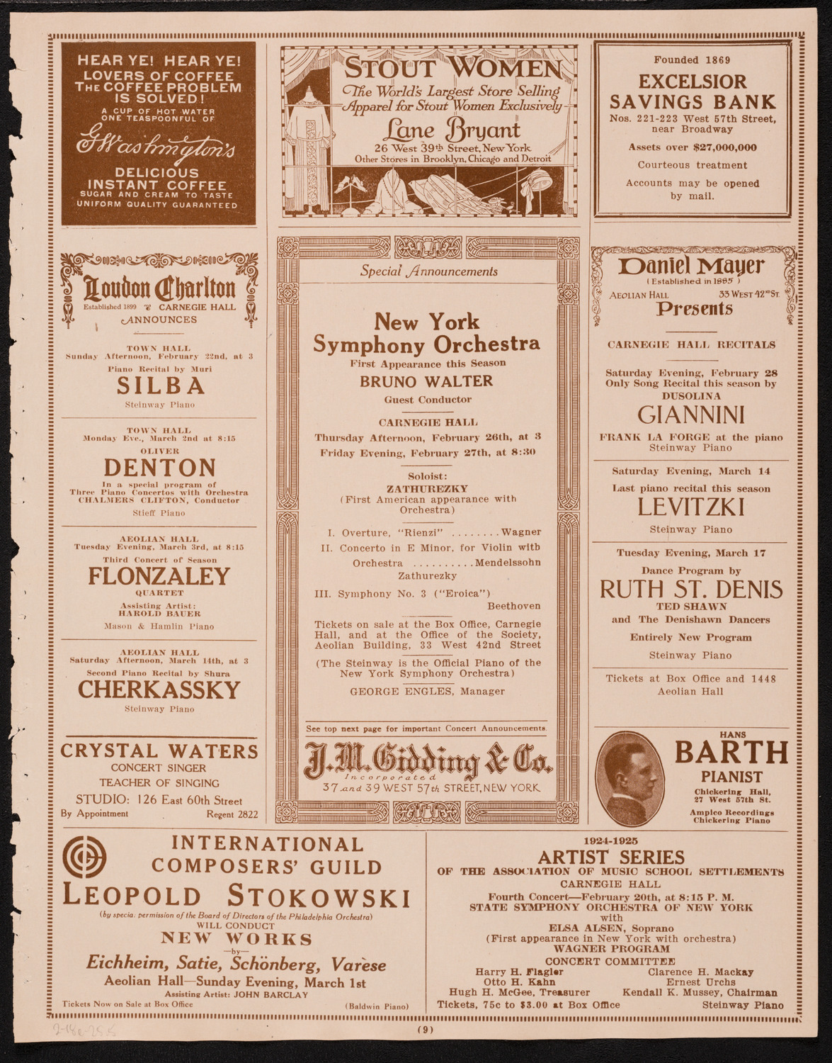 New York Philharmonic Students' Concert, February 18, 1925, program page 9