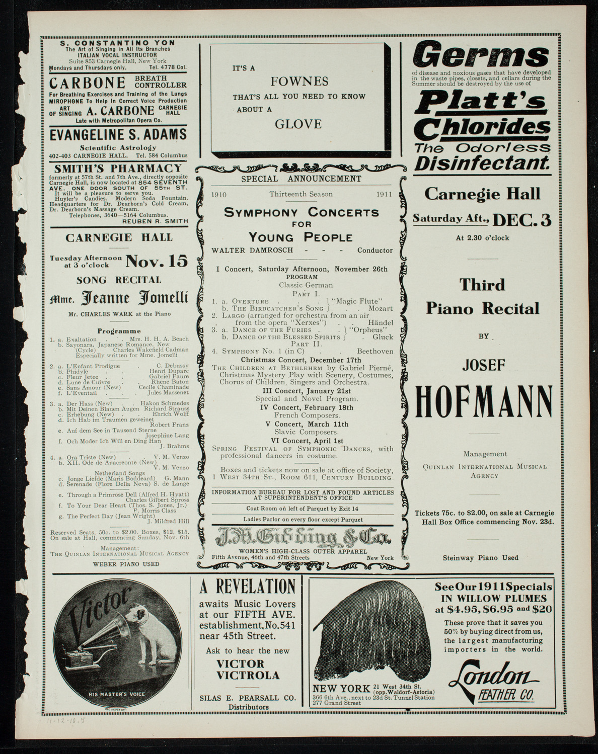 Boston Symphony Orchestra, November 12, 1910, program page 9