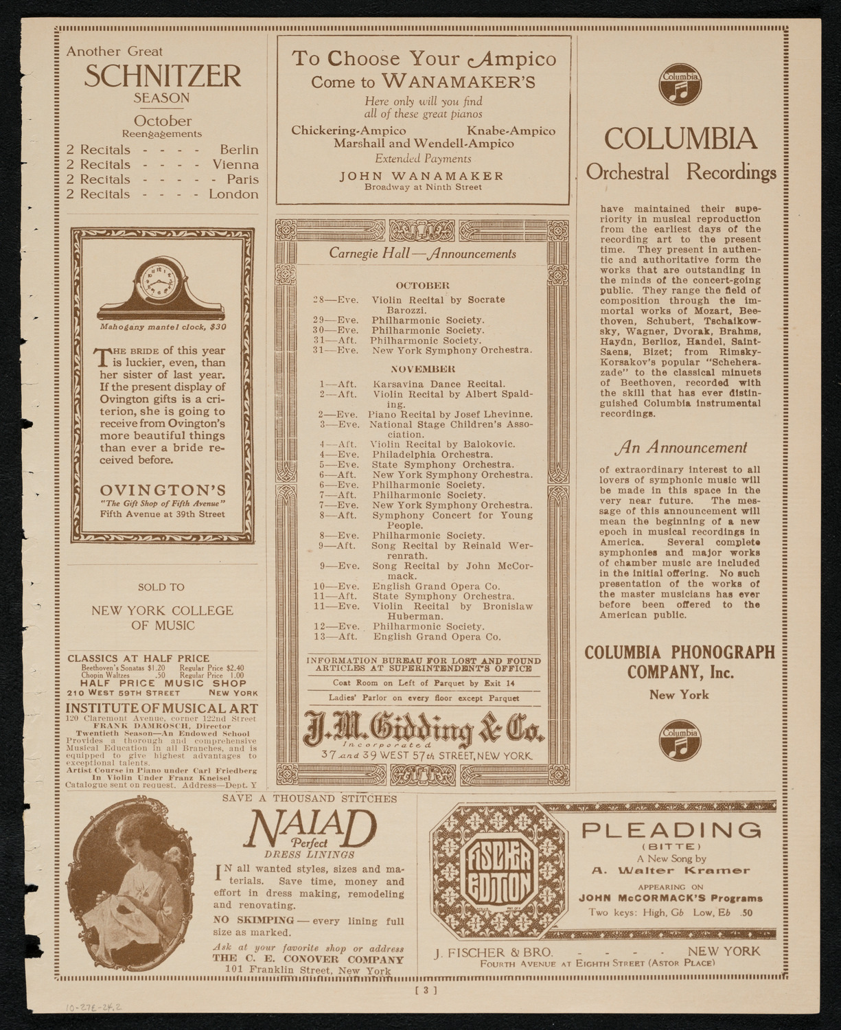 Cancelled Recital: Marie Gabrielle Leschetizky, October 27, 1924, program page 3