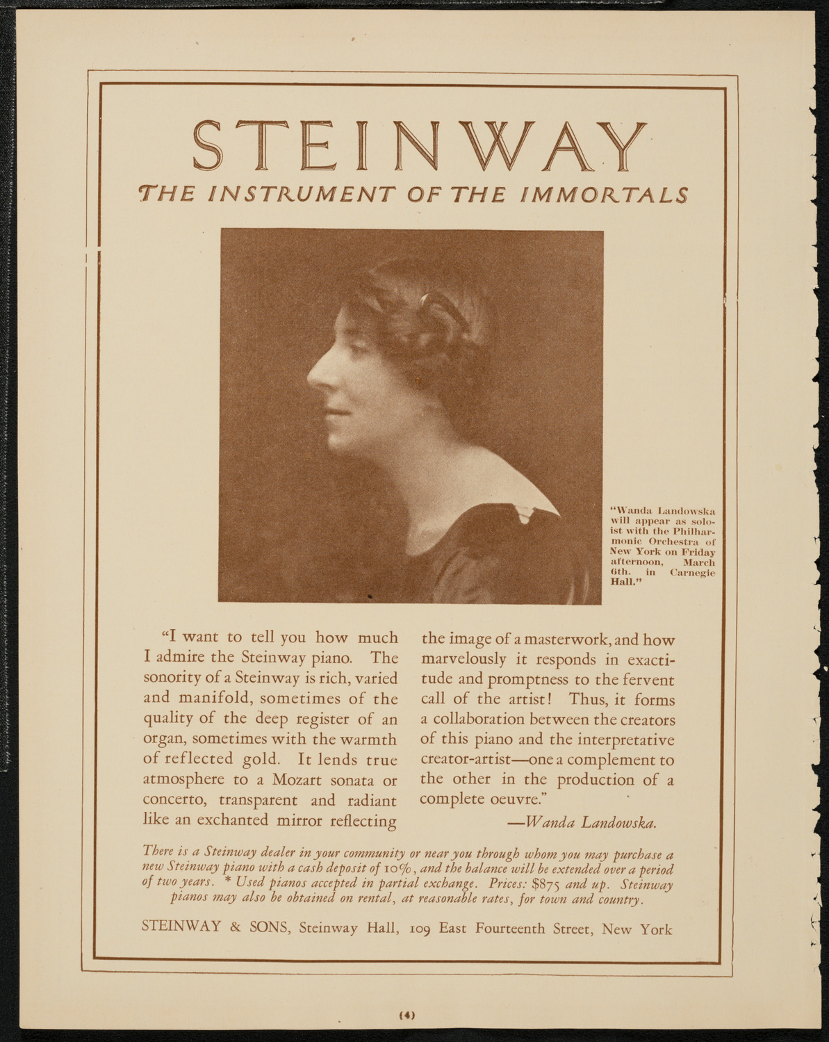 New York Symphony Orchestra, March 5, 1925, program page 4