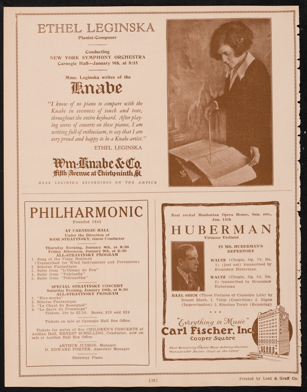 New York Symphony Orchestra, January 8, 1925, program page 12