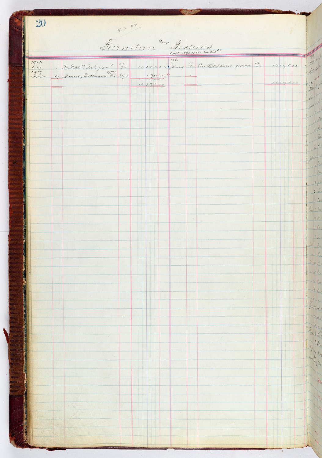 Music Hall Accounting Ledger, volume 4, page 20