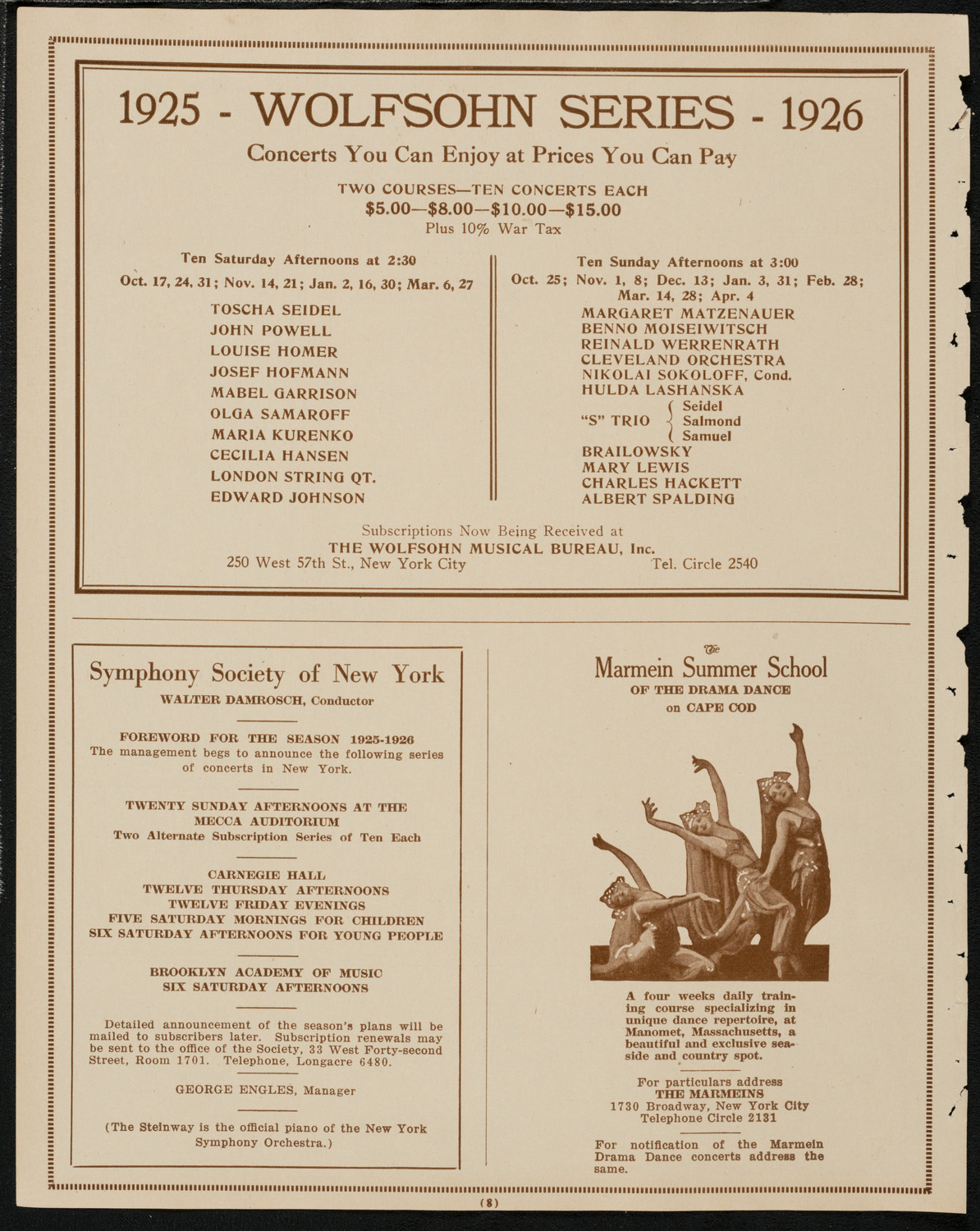 Freiheit Jubilee Concert, April 4, 1925, program page 8