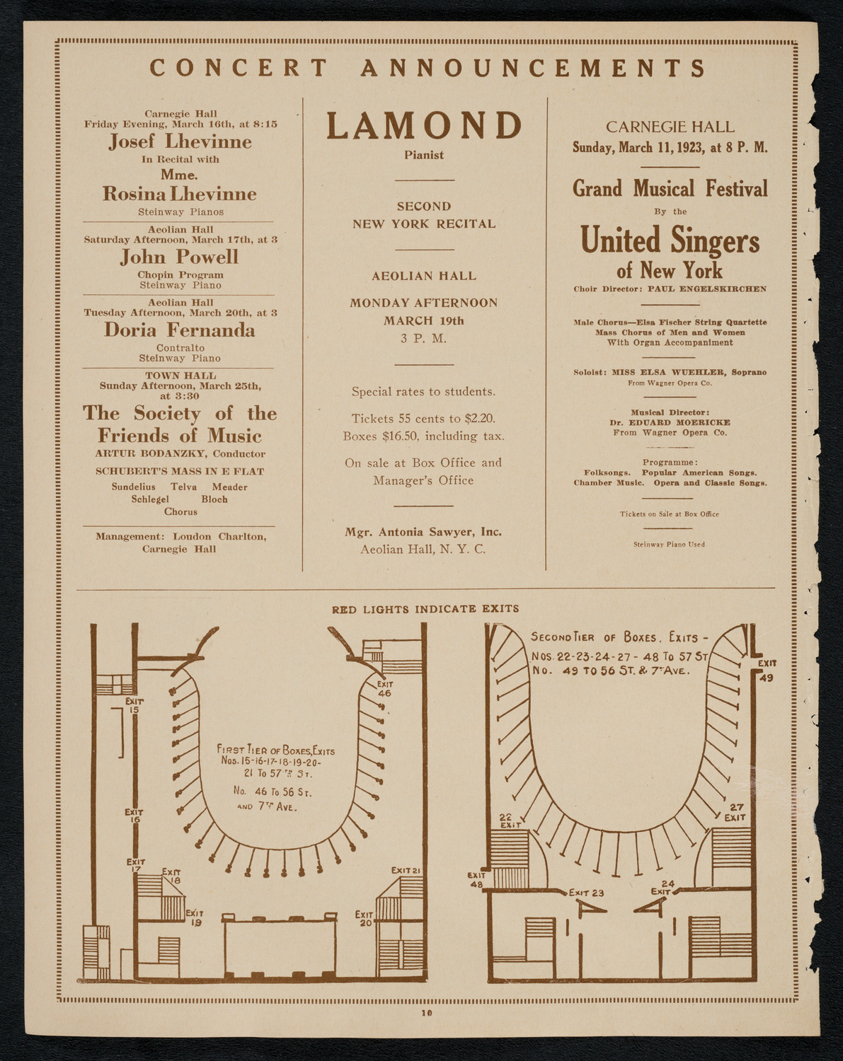 New York Symphony Orchestra, March 9, 1923, program page 10