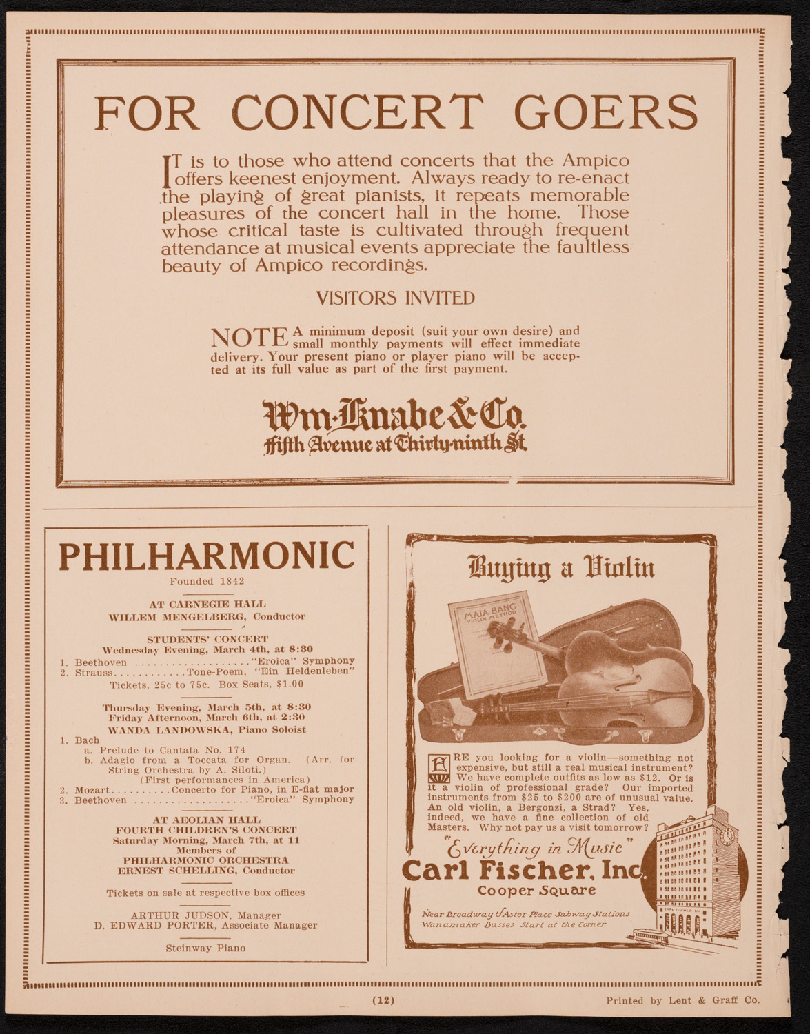 New York Philharmonic, February 27, 1925, program page 12