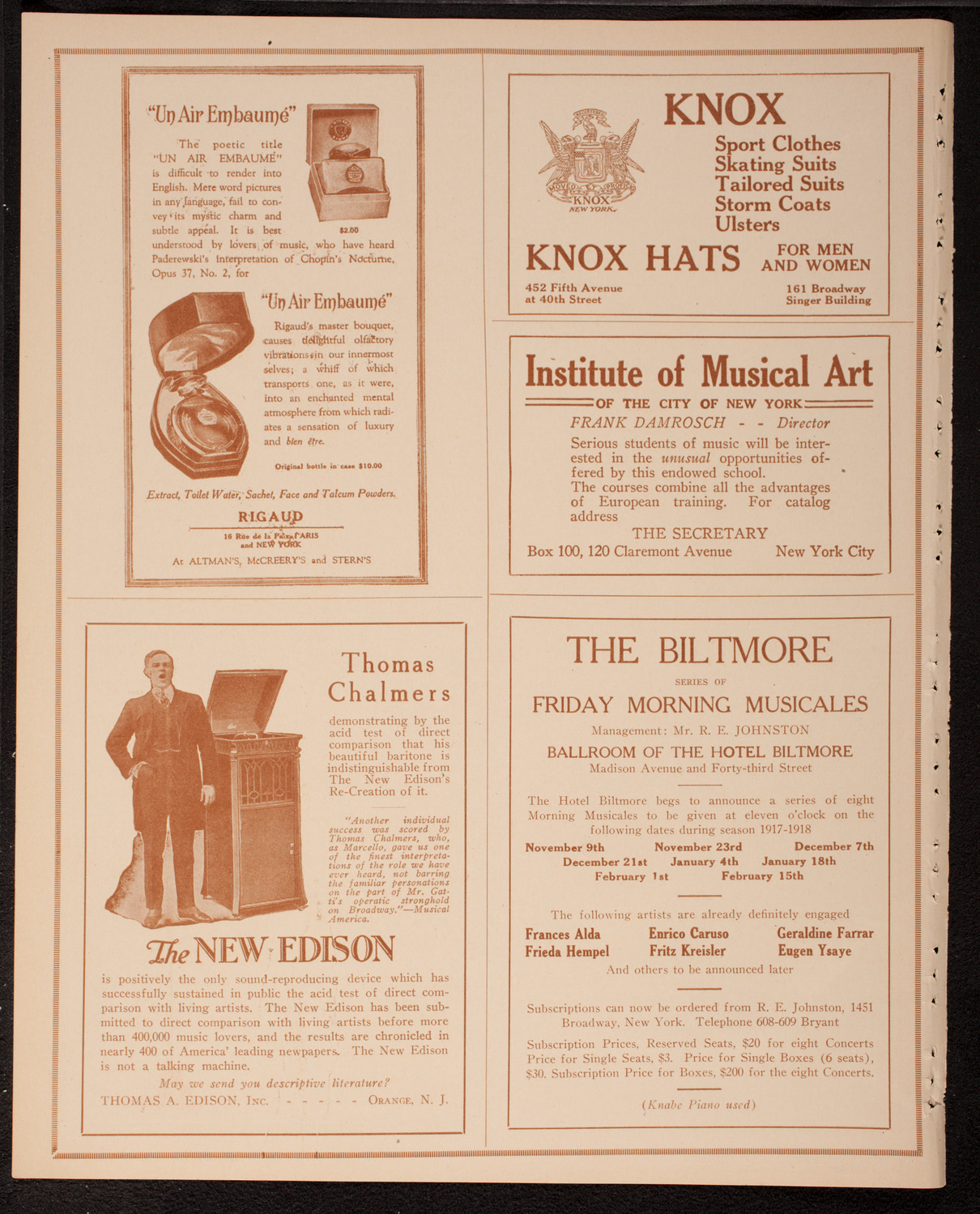 New York Philharmonic, March 4, 1917, program page 2