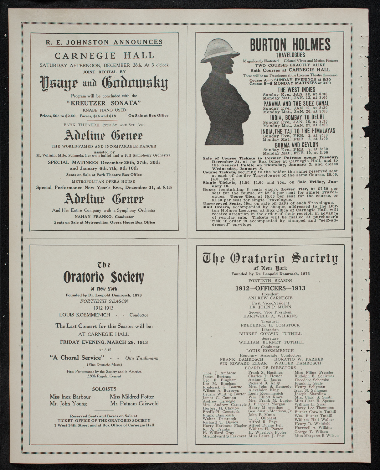 New York Philharmonic, December 26, 1912, program page 10