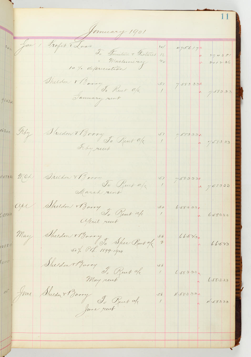 Music Hall Accounting Ledger Journal, volume 7, page 11