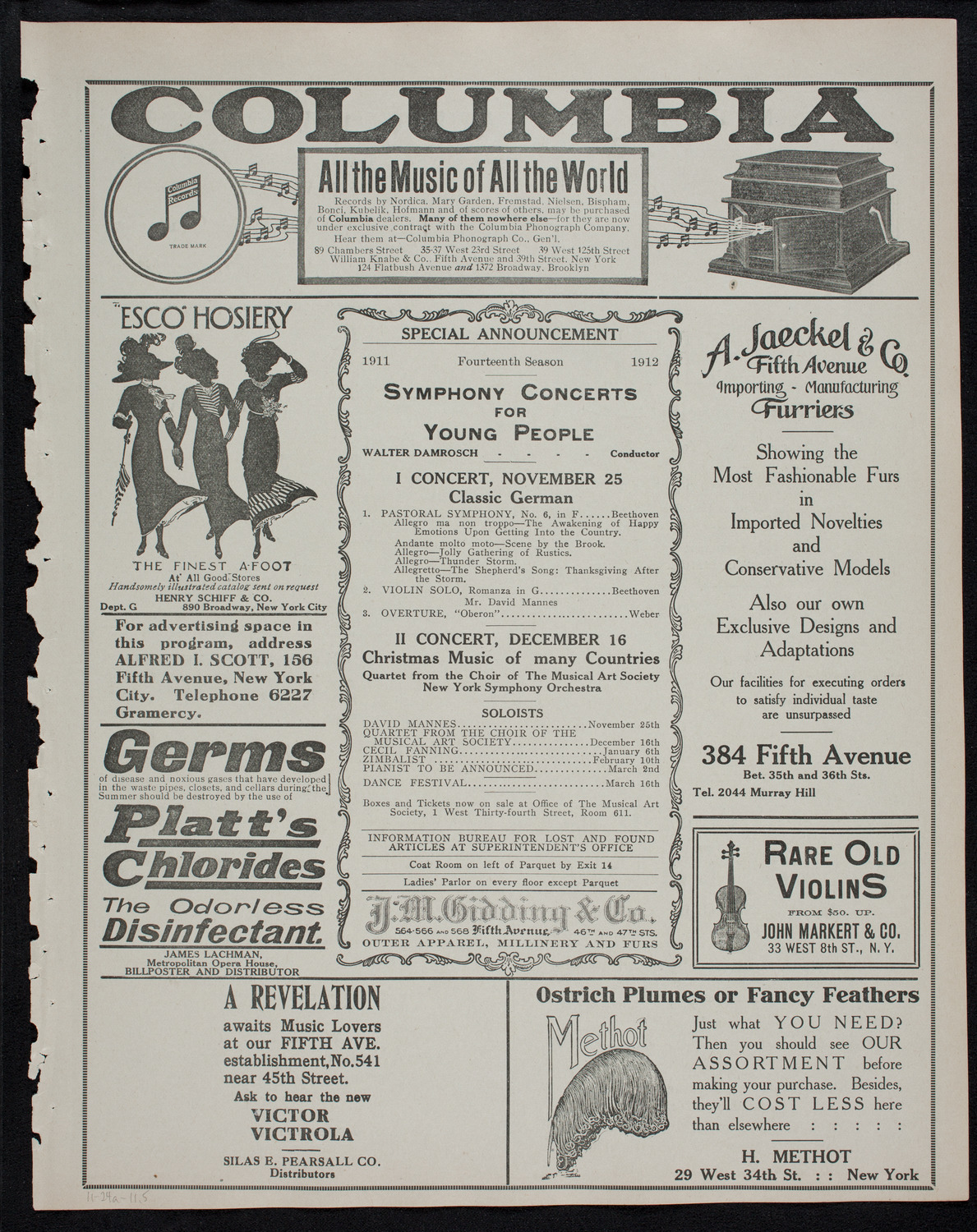 New York Philharmonic, November 24, 1911, program page 9