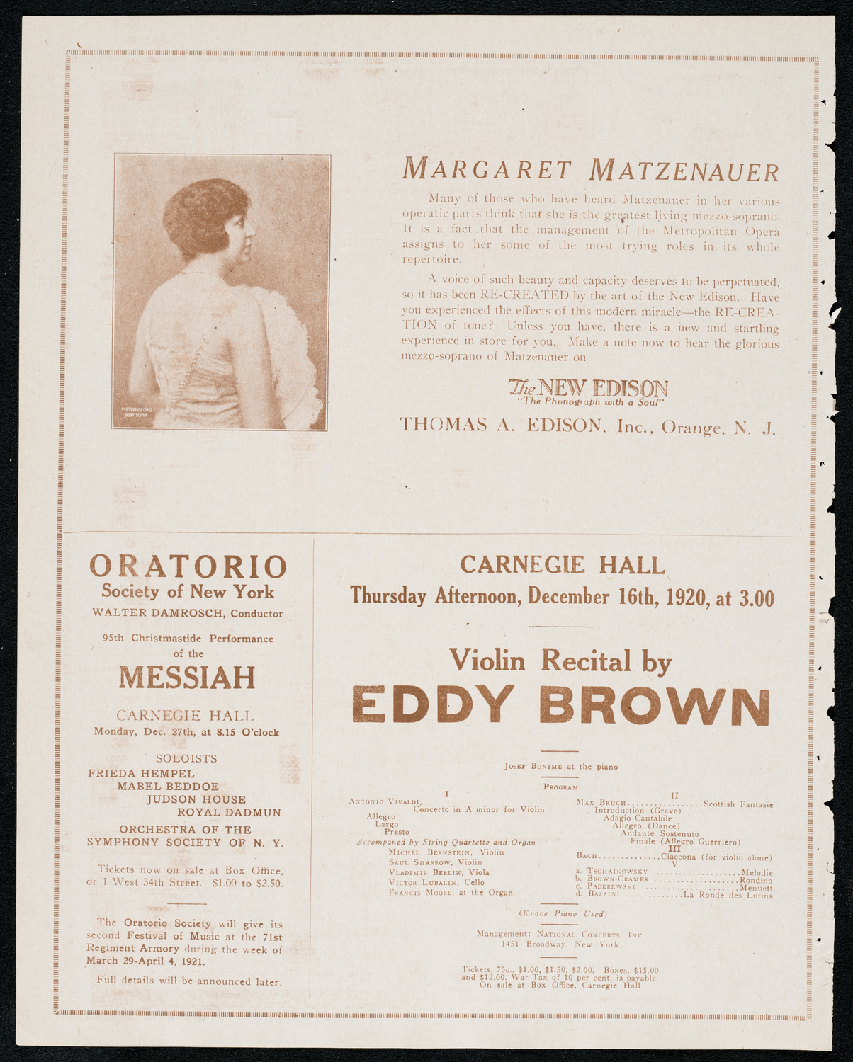 New York Philharmonic, December 9, 1920, program page 2