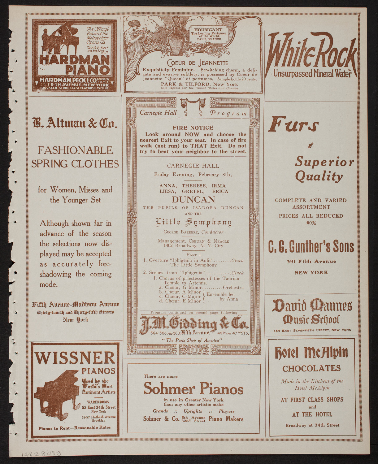 Pupils of Isadora Duncan with The Little Symphony, February 8, 1918, program page 5