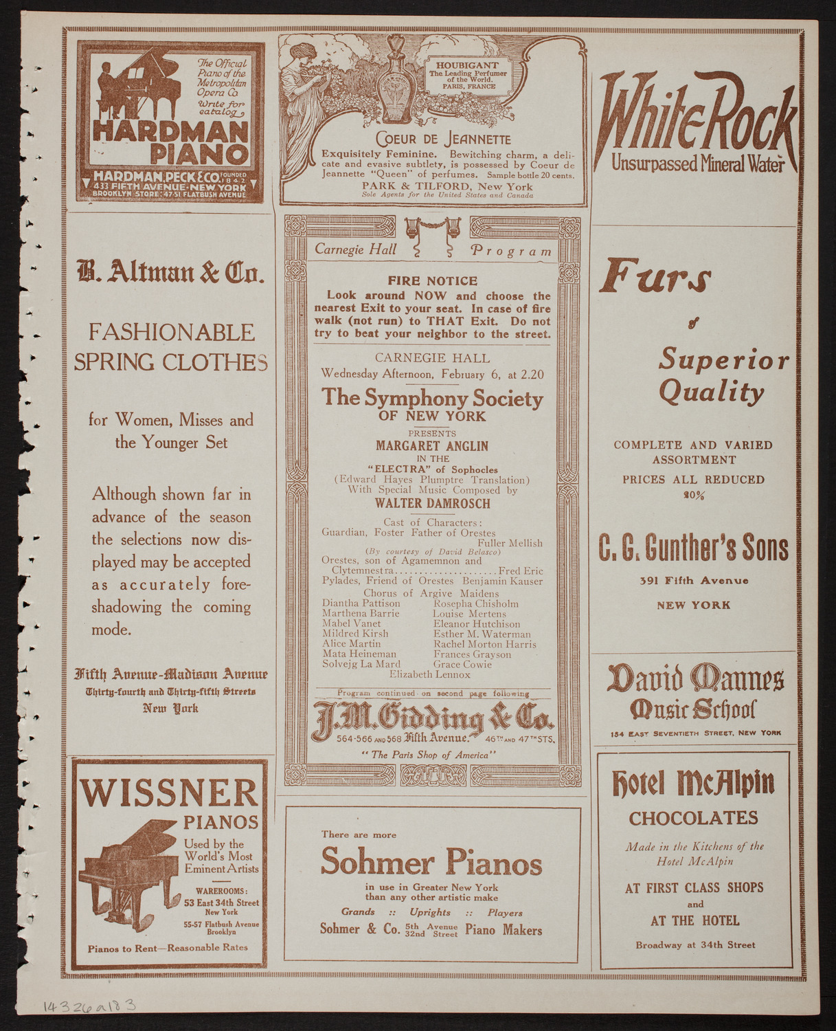 New York Symphony Orchestra, February 6, 1918, program page 5