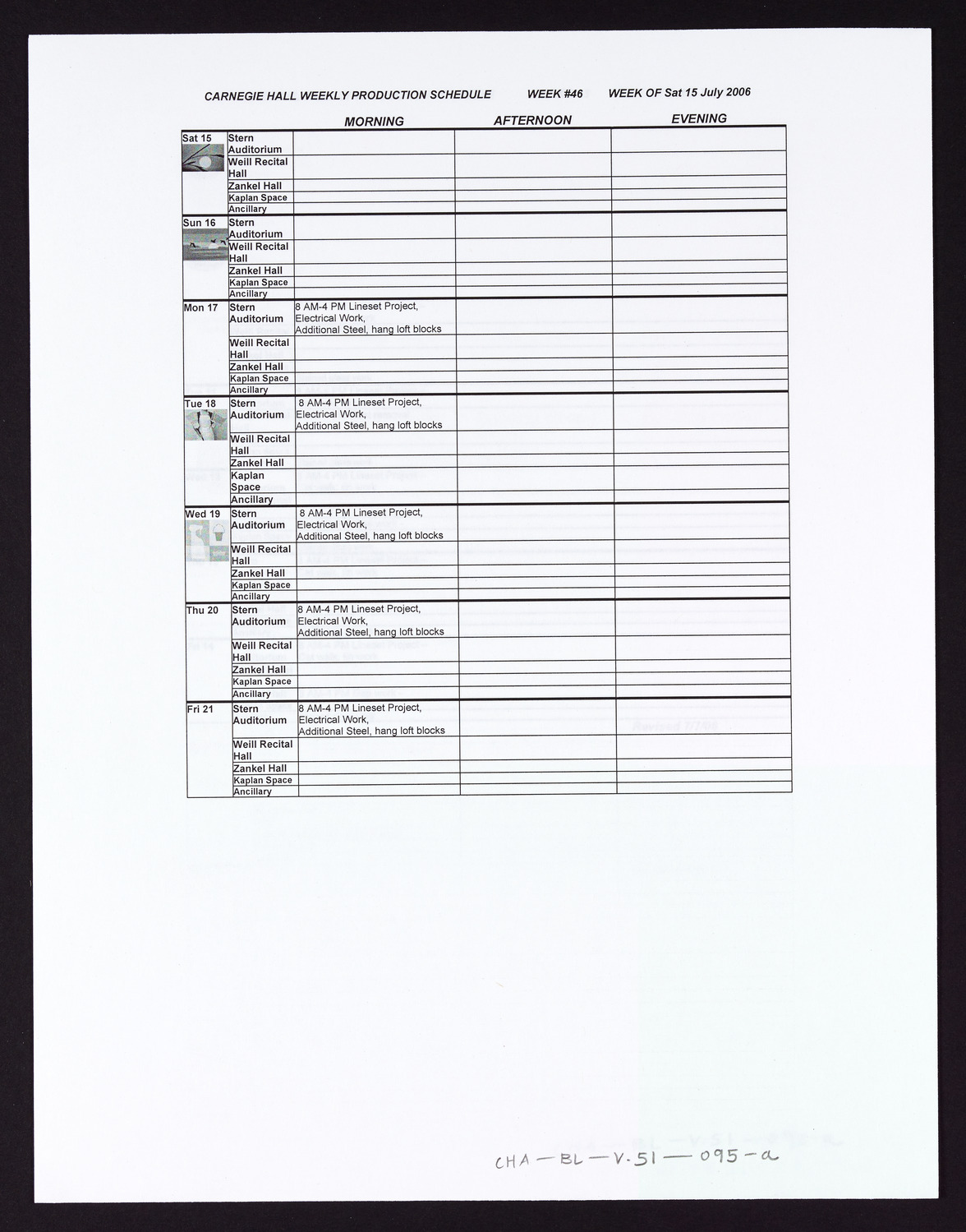 Carnegie Hall Booking Ledger, volume 51, page 95a