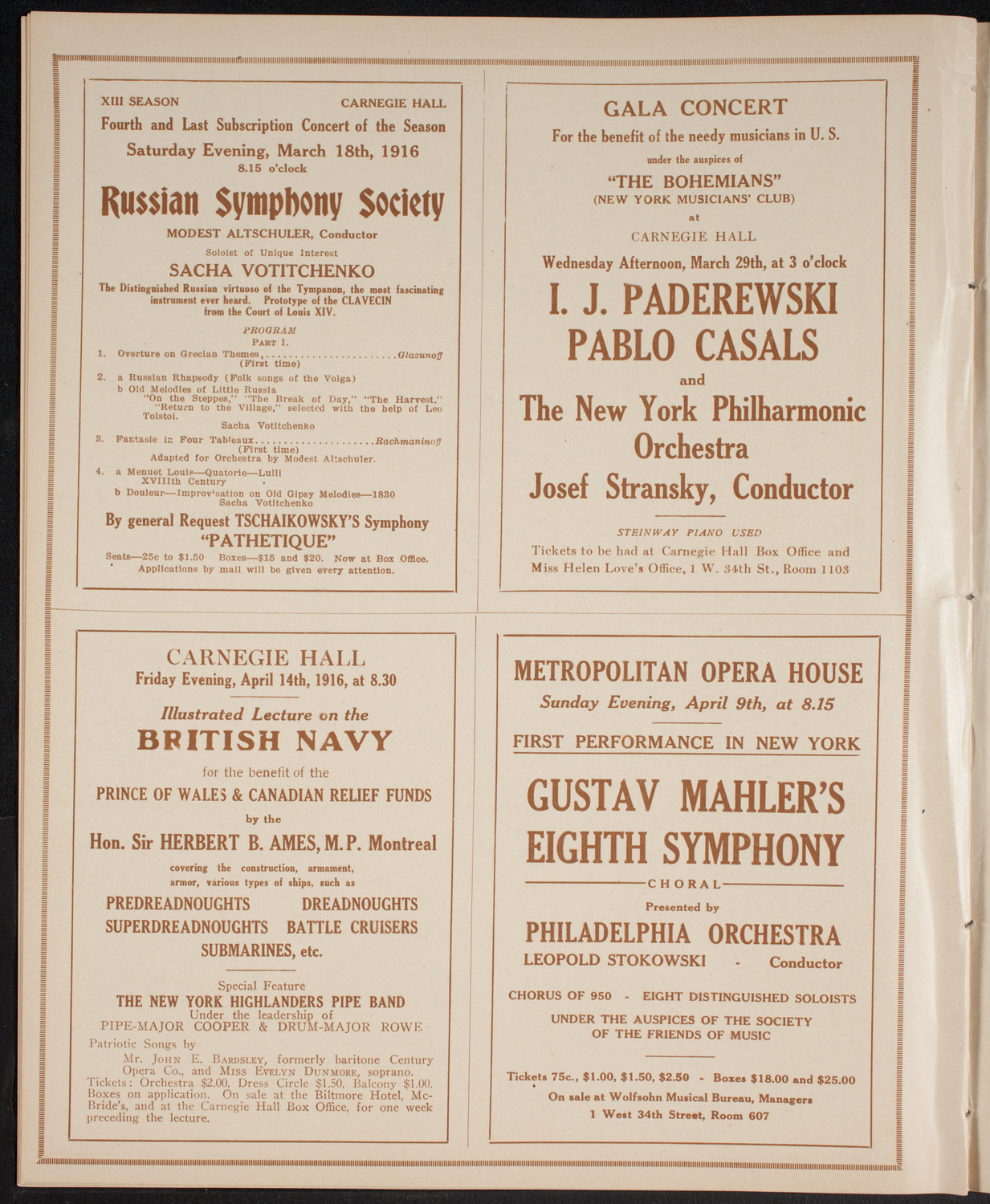 Boston Symphony Orchestra, March 18, 1916, program page 10