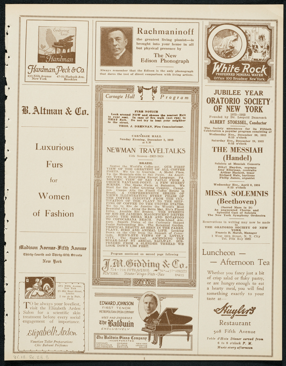 Newman Traveltalks: Brazil, December 2, 1923, program page 5