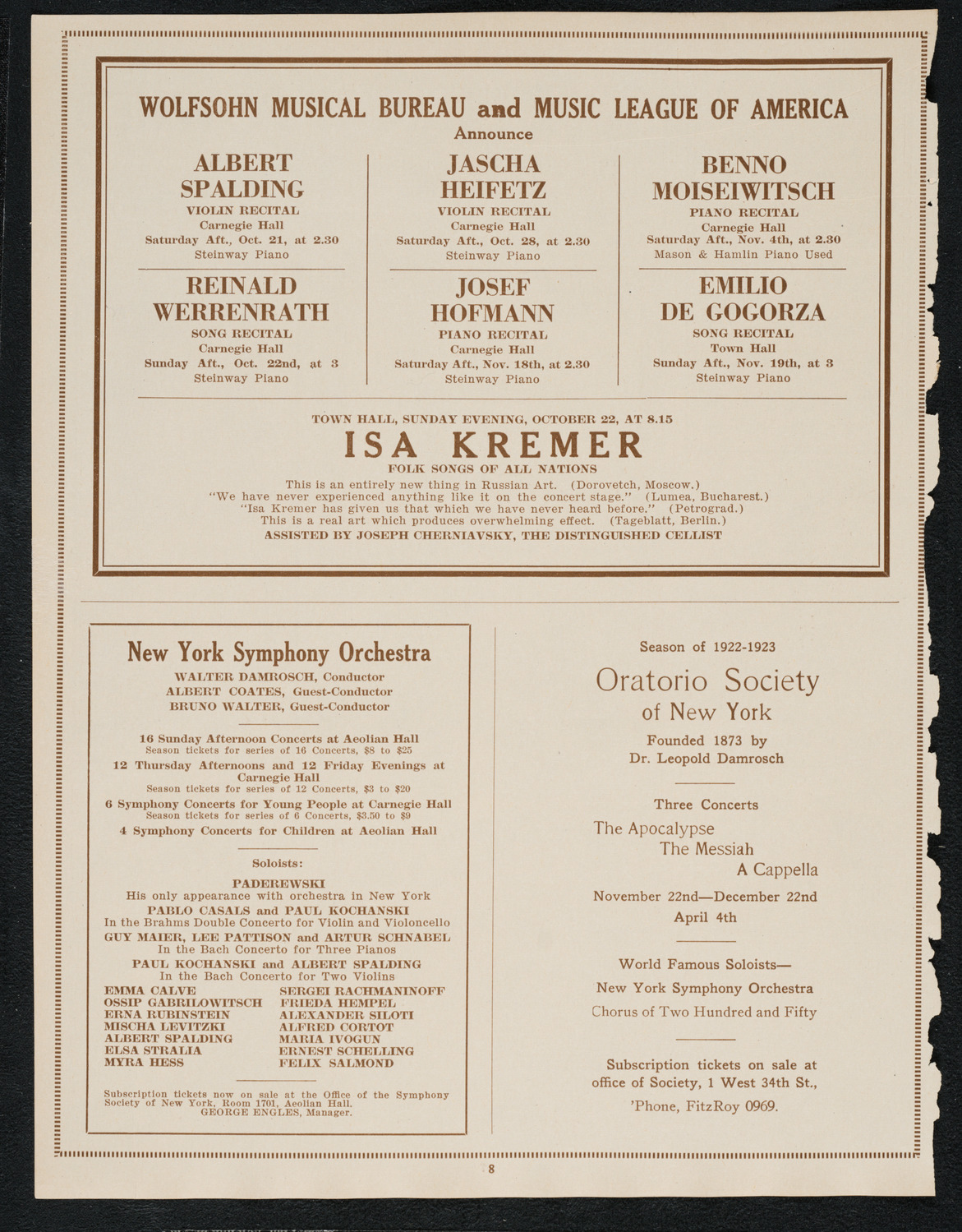 Columbus Day Celebration, October 12, 1922, program page 8