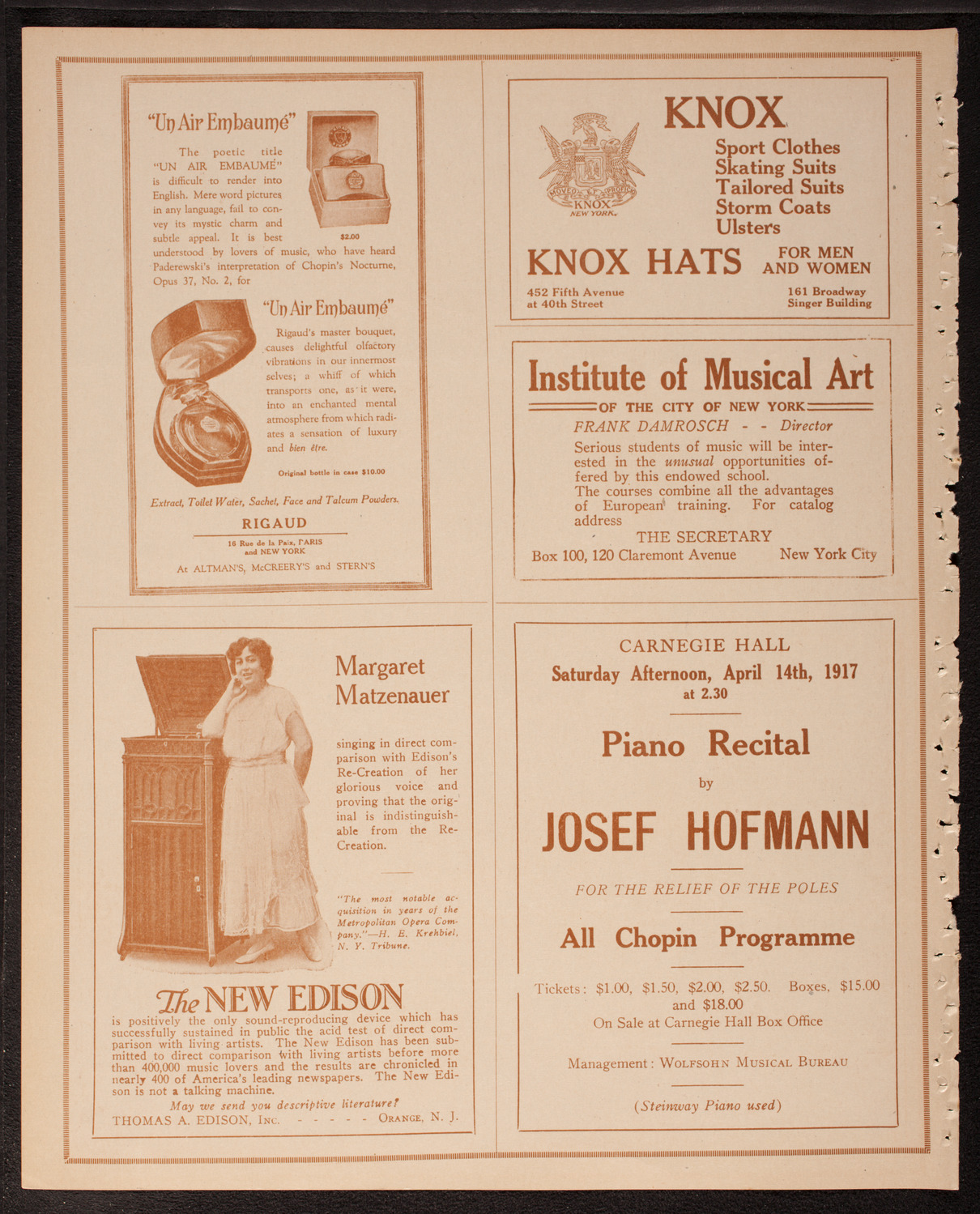 Ignacy Jan Paderewski, Piano, March 31, 1917, program page 2