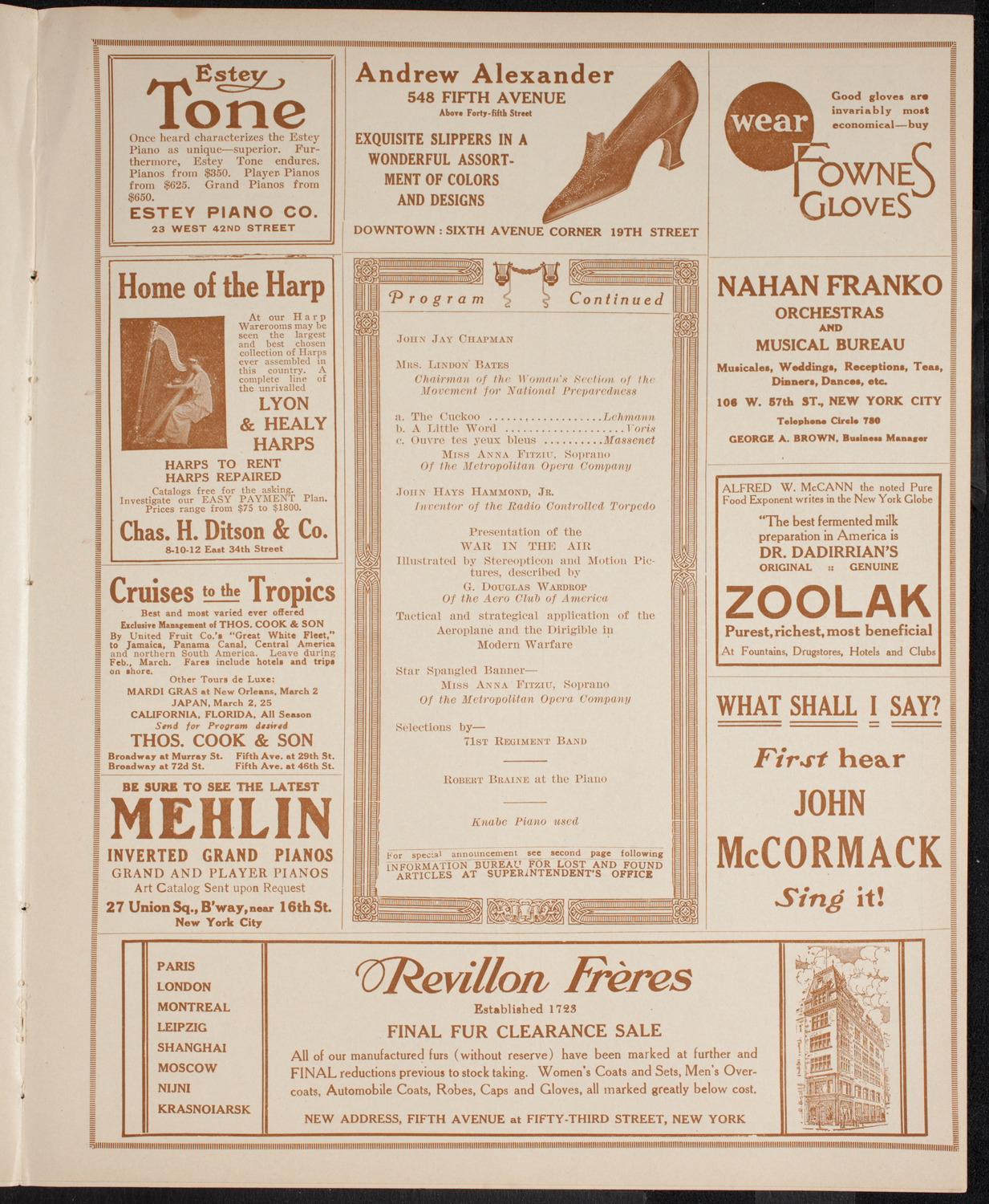 Patriotic Rally for National Defense, February 23, 1916, program page 7