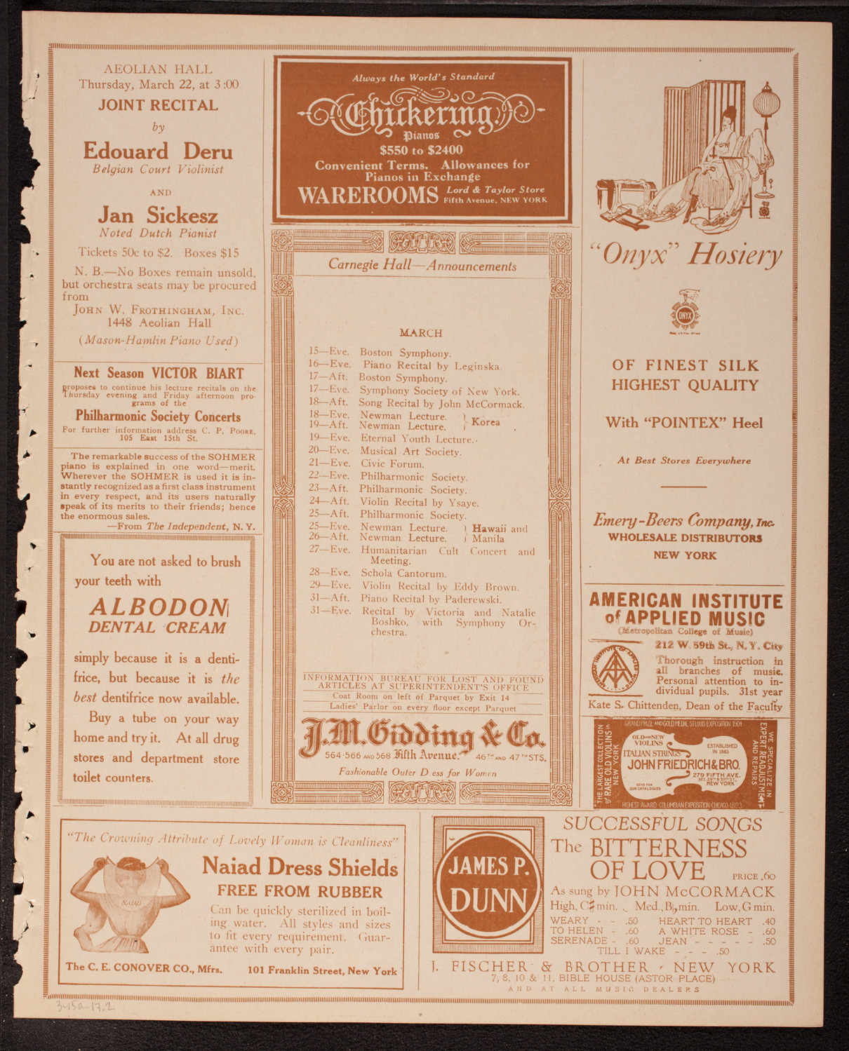 New York Symphony Orchestra, March 15, 1917, program page 3