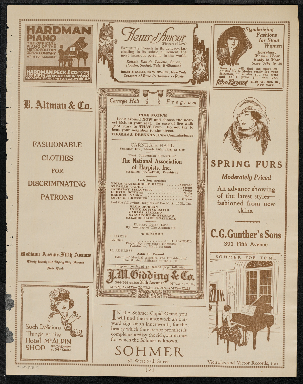 National Association of Harpists, March 29, 1921, program page 5