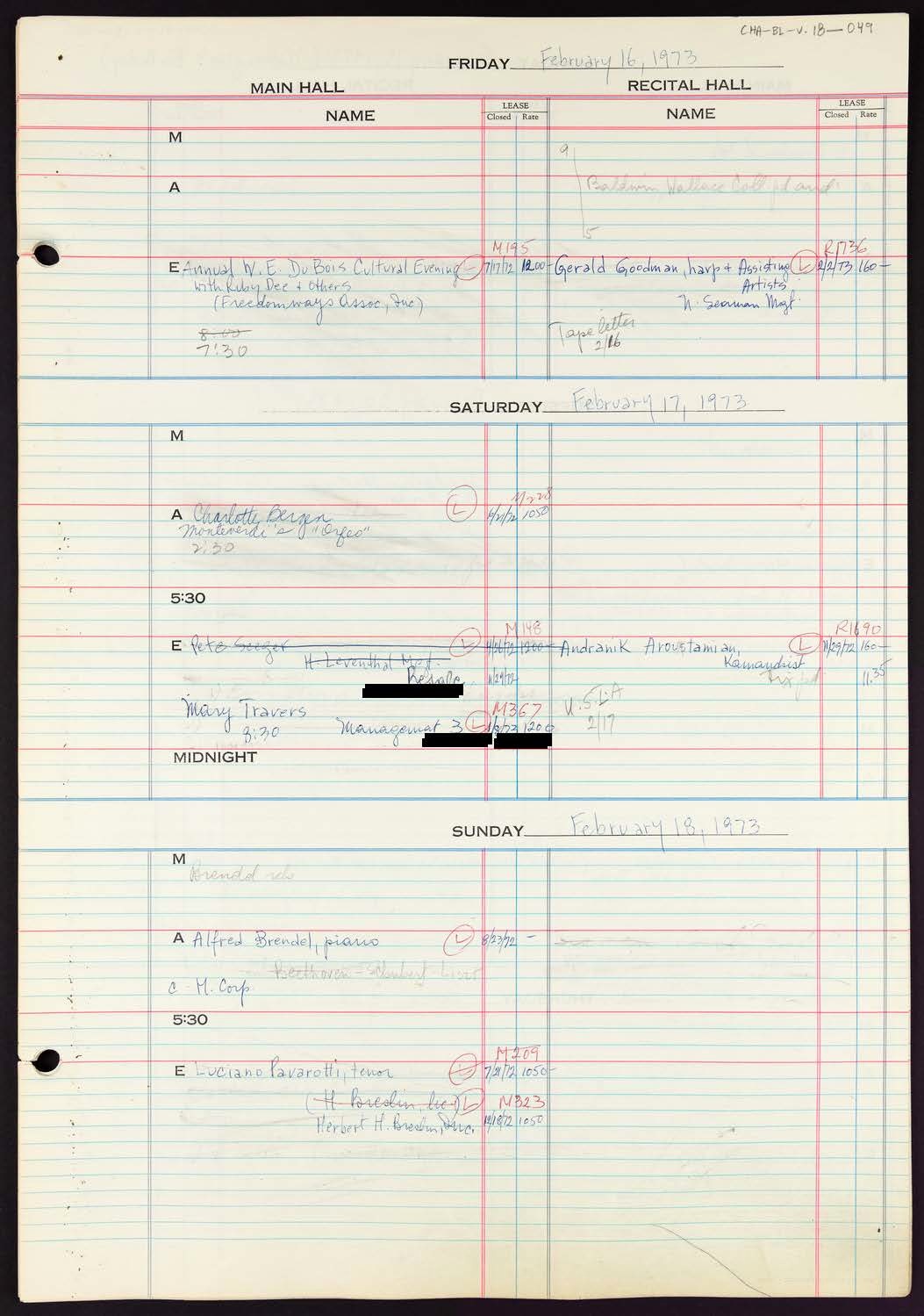 Carnegie Hall Booking Ledger, volume 18, page 49