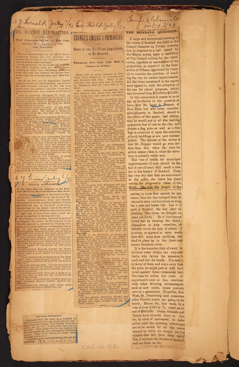 Isaac Hopper Scrapbook, page 14: 1893