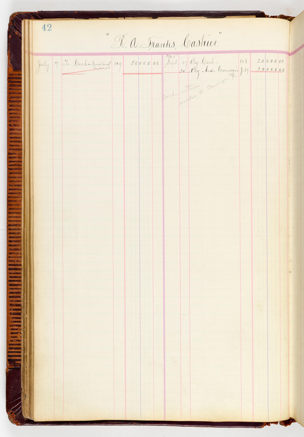 Music Hall Accounting Ledger, volume 3, page 42