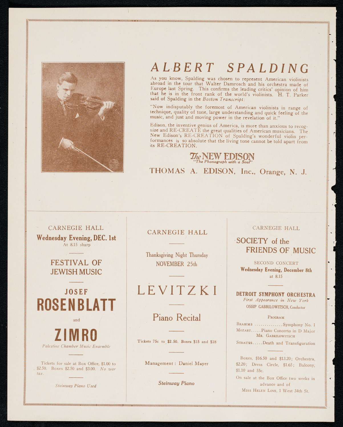 National Symphony Orchestra, November 23, 1920, program page 2