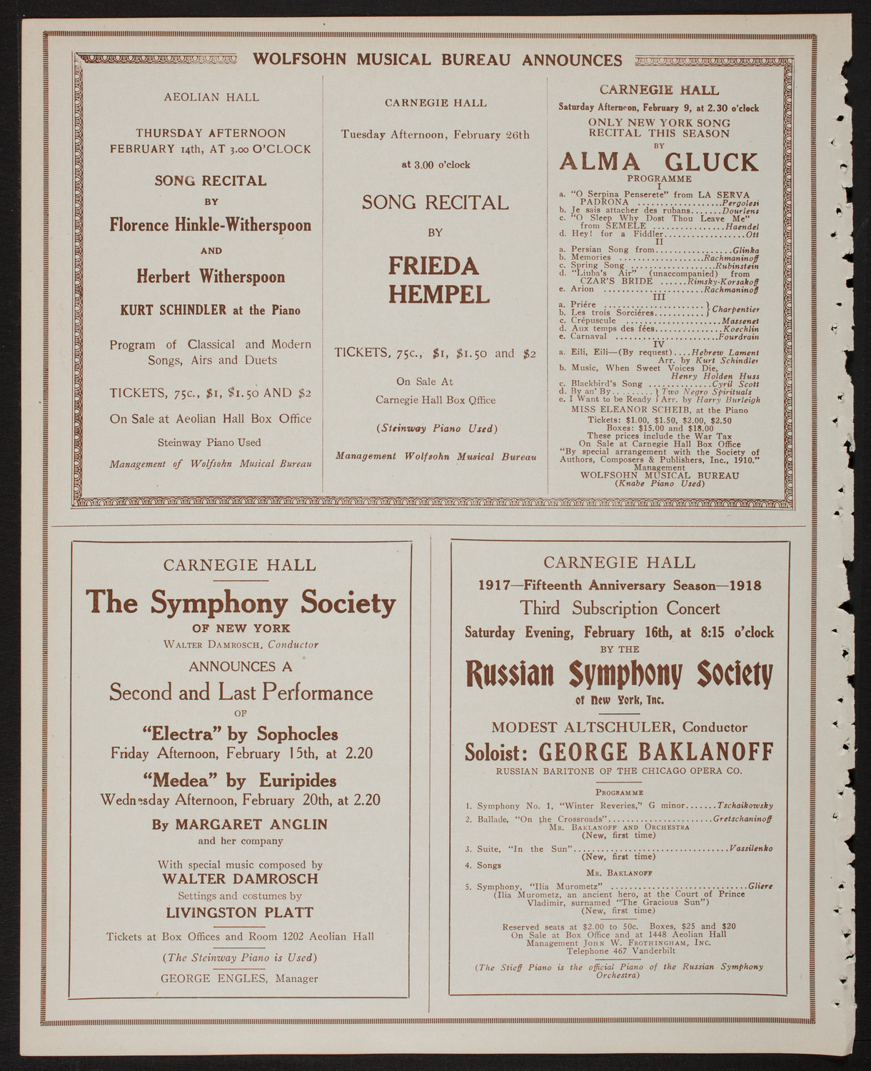 New York Philharmonic, February 8, 1918, program page 8