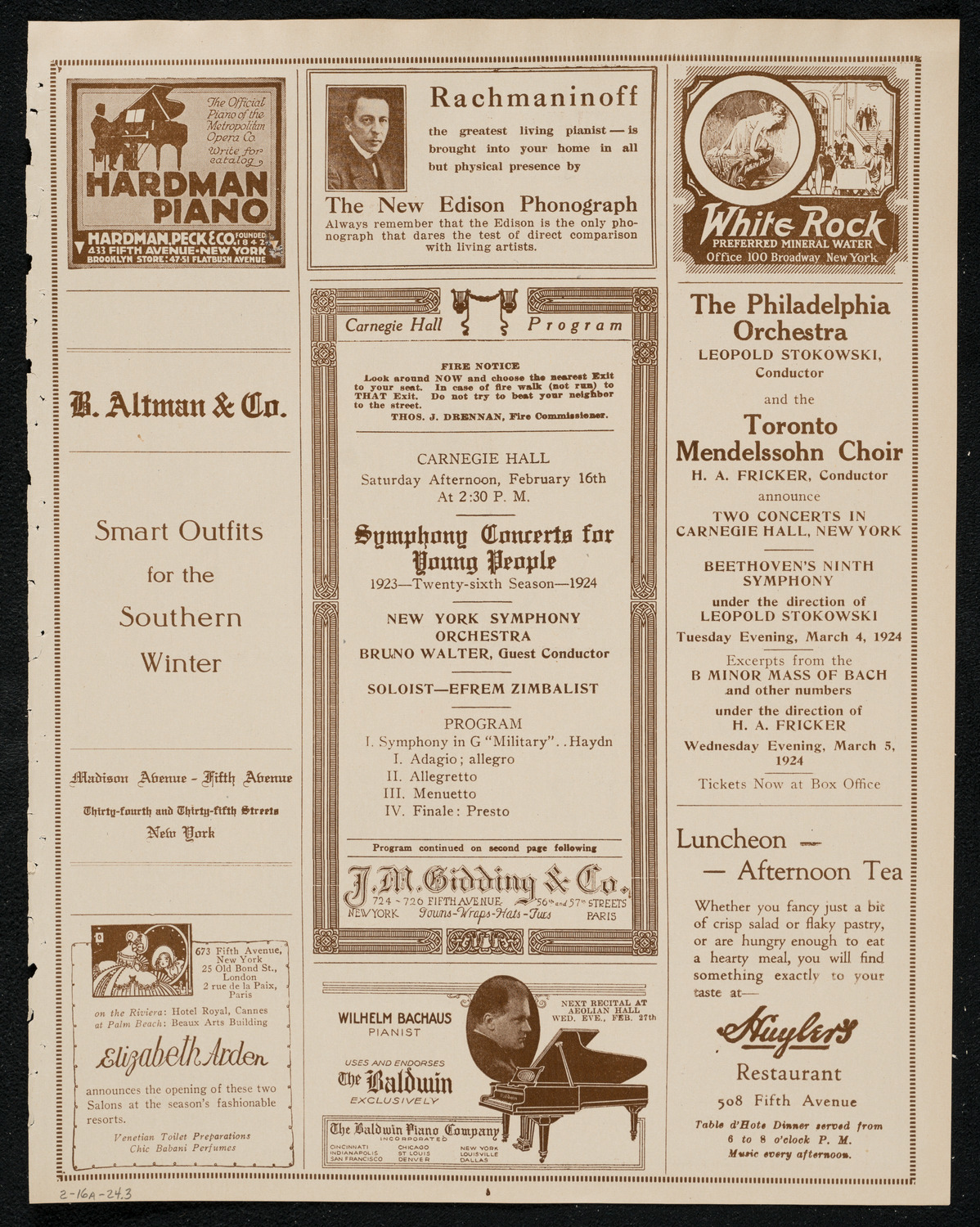 Symphony Concert for Young People, February 16, 1924, program page 5