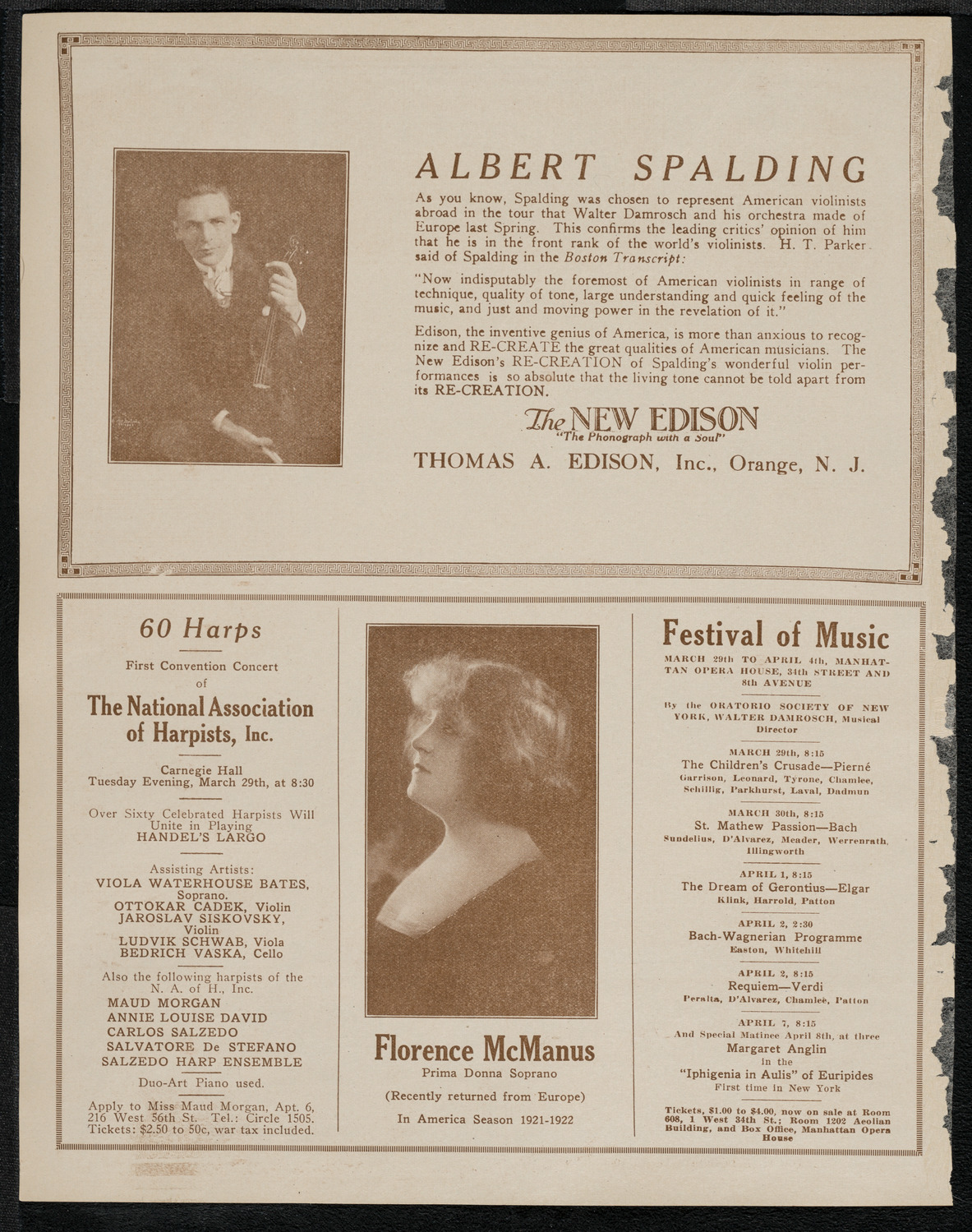 Sascha Jacobsen, Violin, March 22, 1921, program page 2