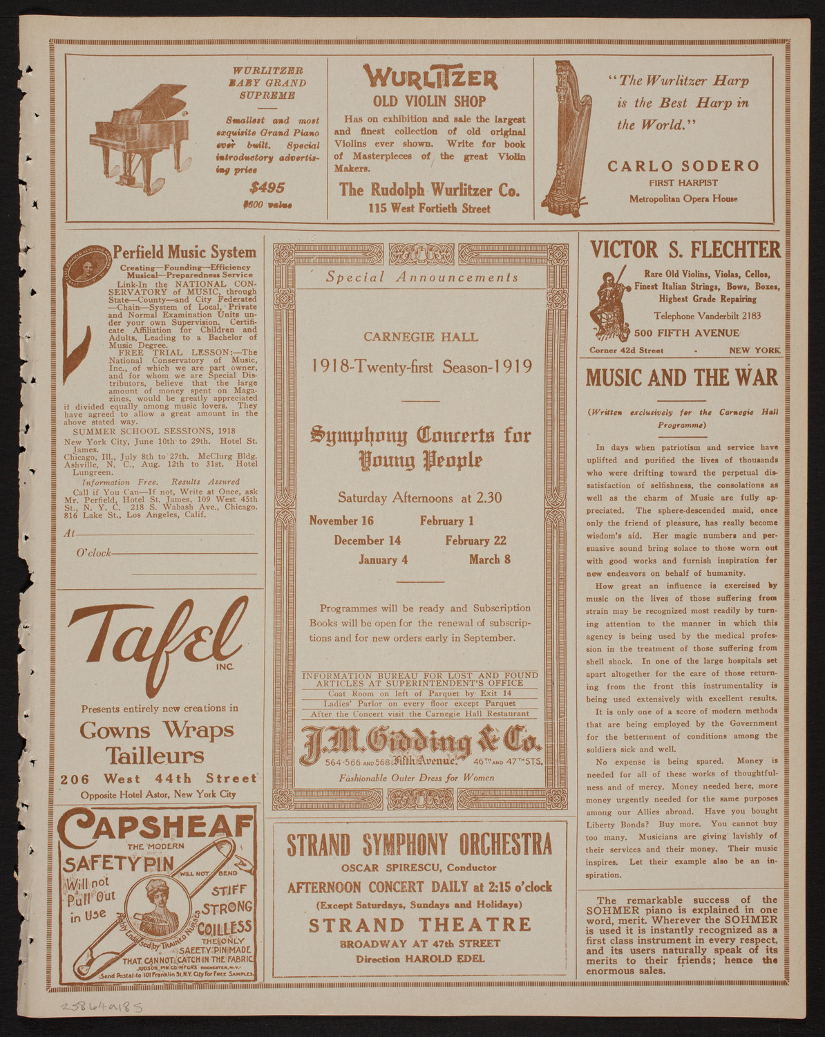 Metropolitan Opera House Orchestra, June 4, 1918, program page 9