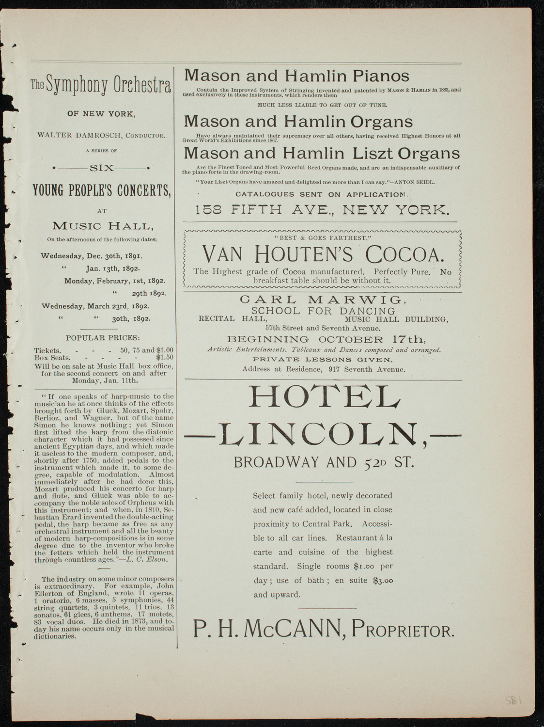 Cappa's Seventh Regiment Band, January 14, 1892, program page 5